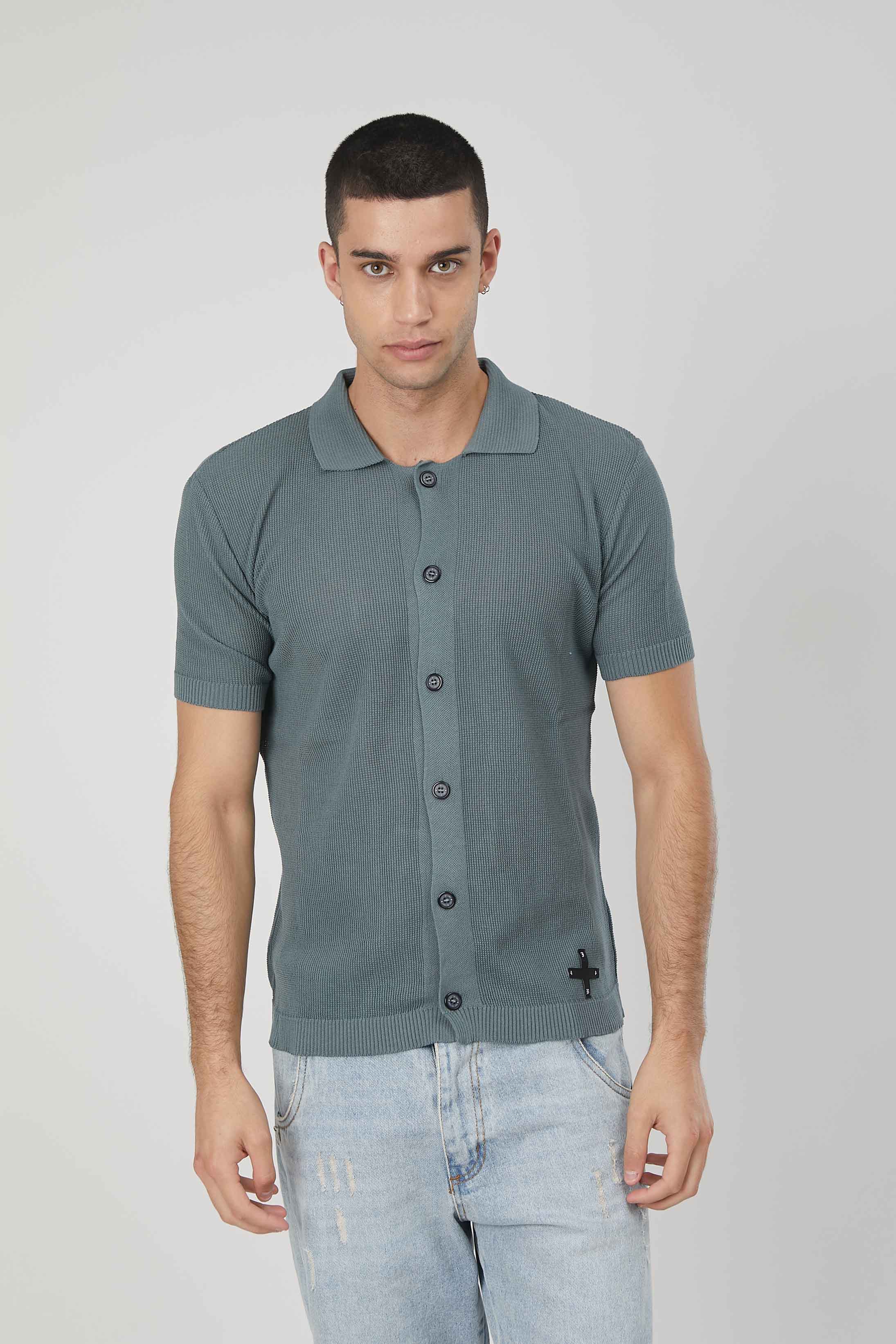 POLO CON BOTTONI OCEAN BLUE