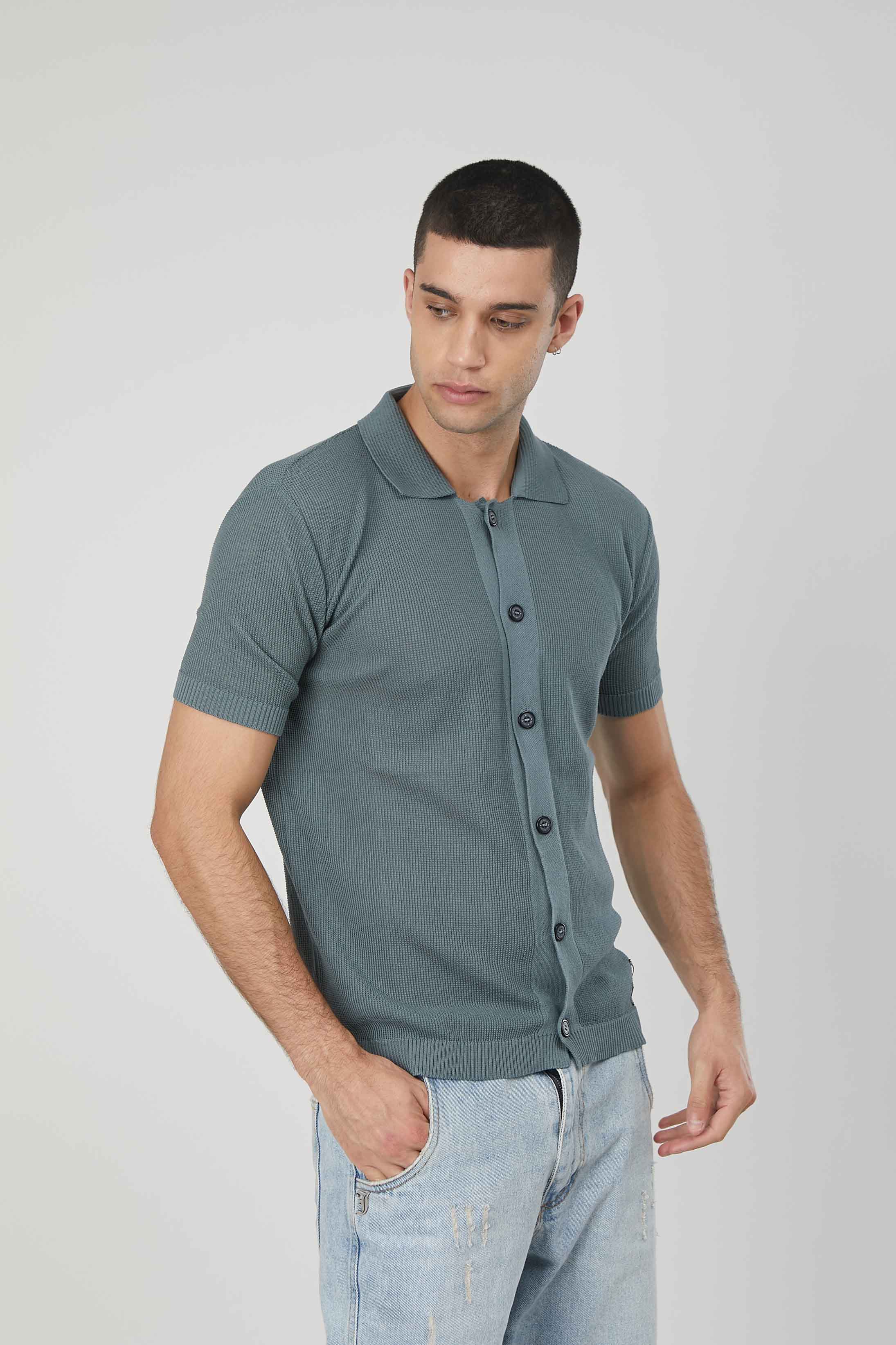 POLO CON BOTTONI OCEAN BLUE