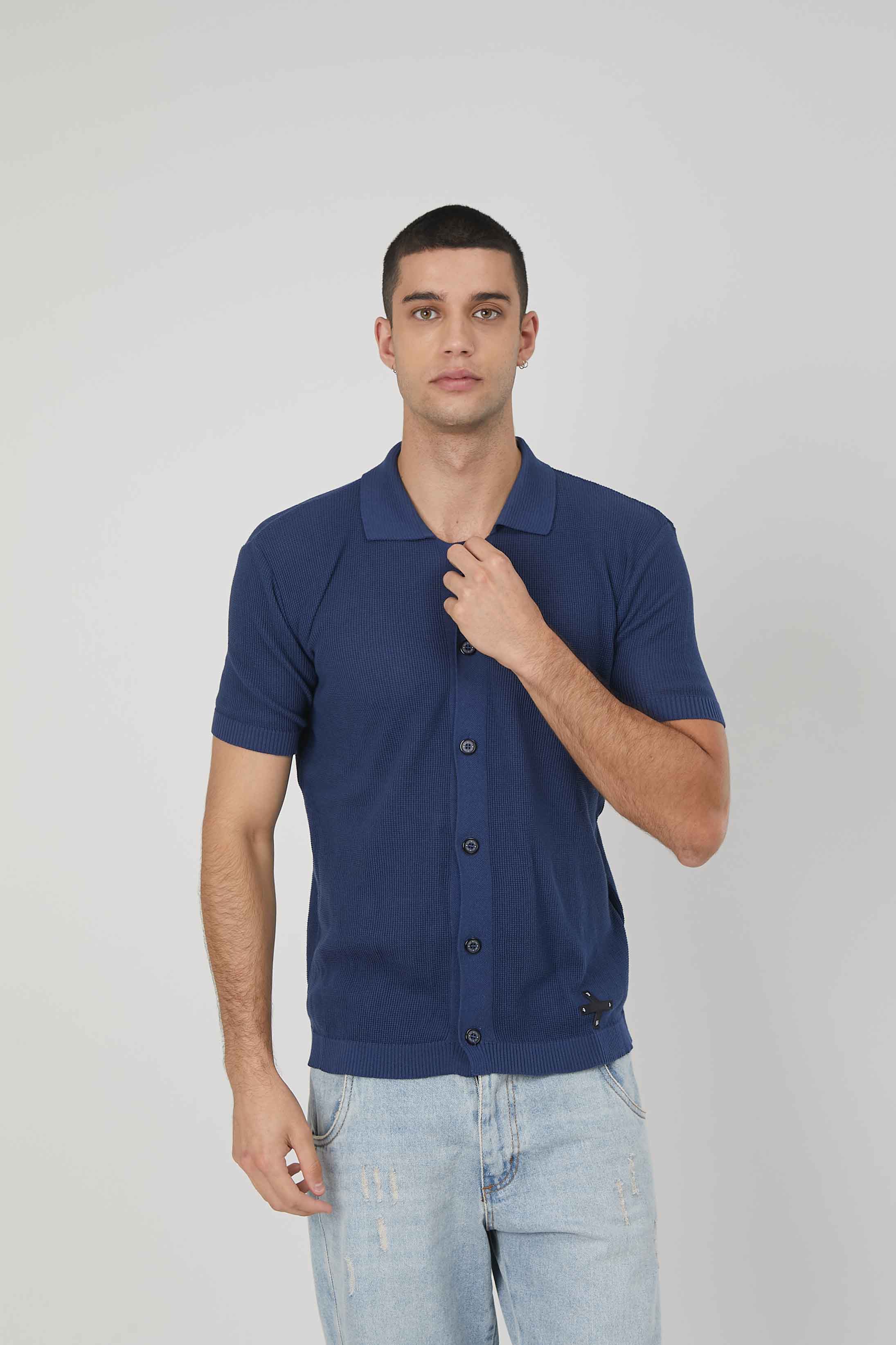 POLO CON BOTTONI BLUE
