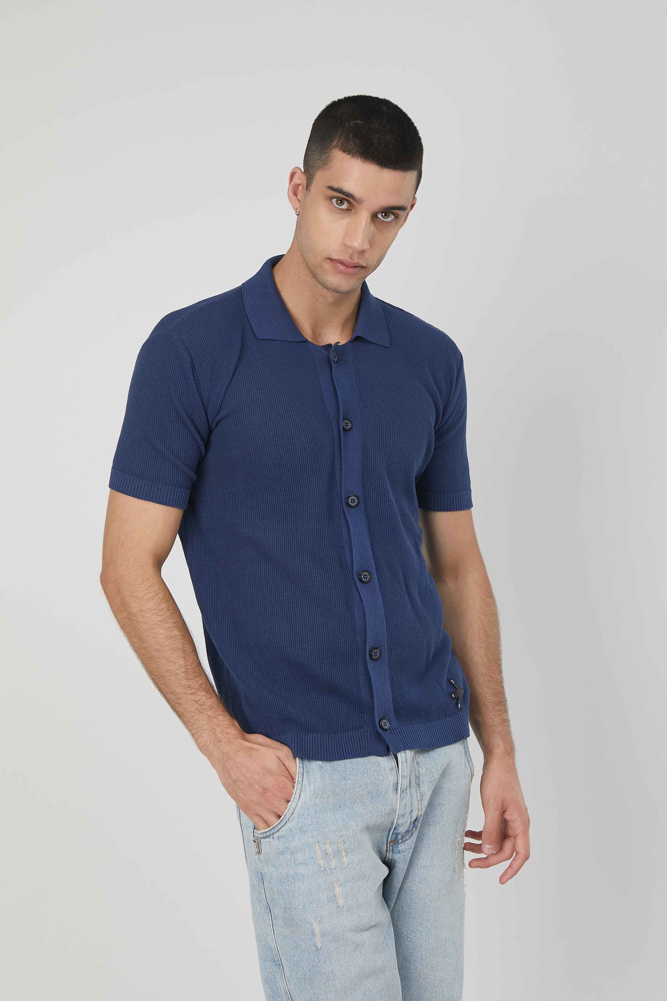 POLO CON BOTTONI BLUE