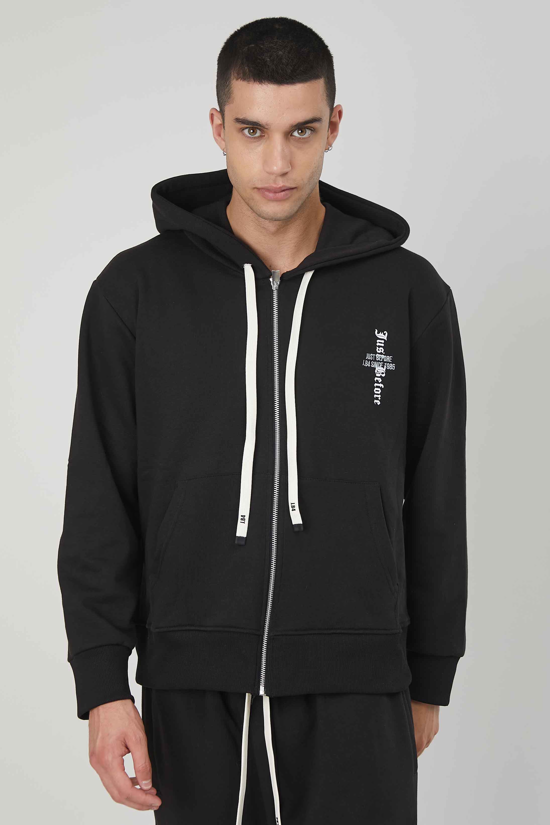 FELPA ZIP RICAMO STAMPA GOTICA BLACK