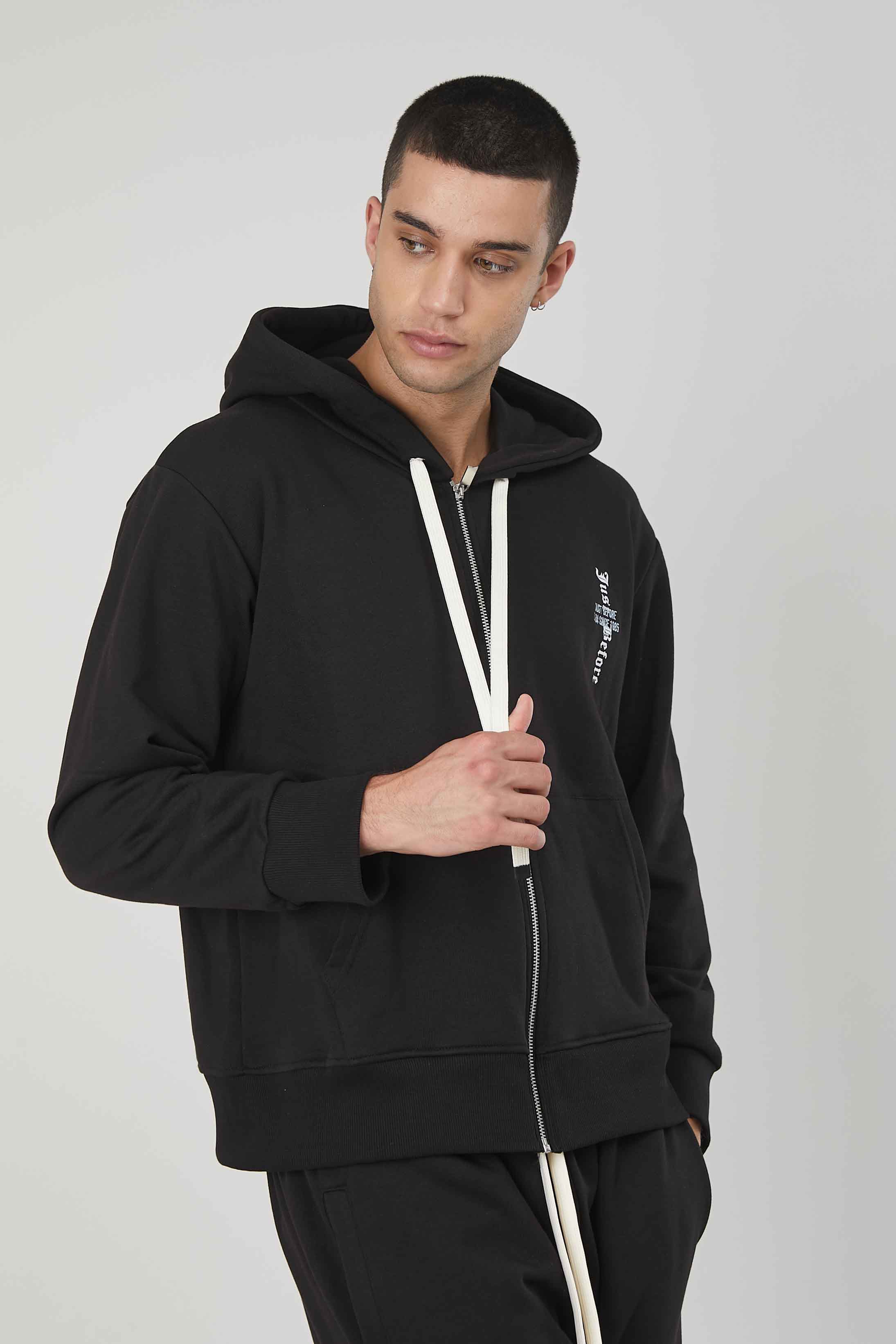 FELPA ZIP RICAMO STAMPA GOTICA BLACK