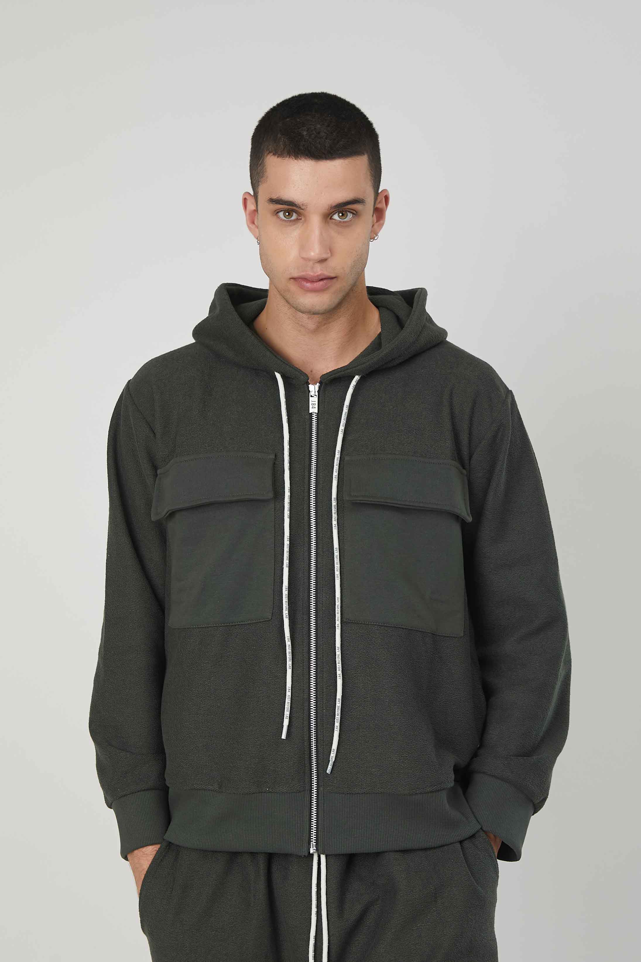 FELPA GARZATA ZIP TASCONI MILITARY