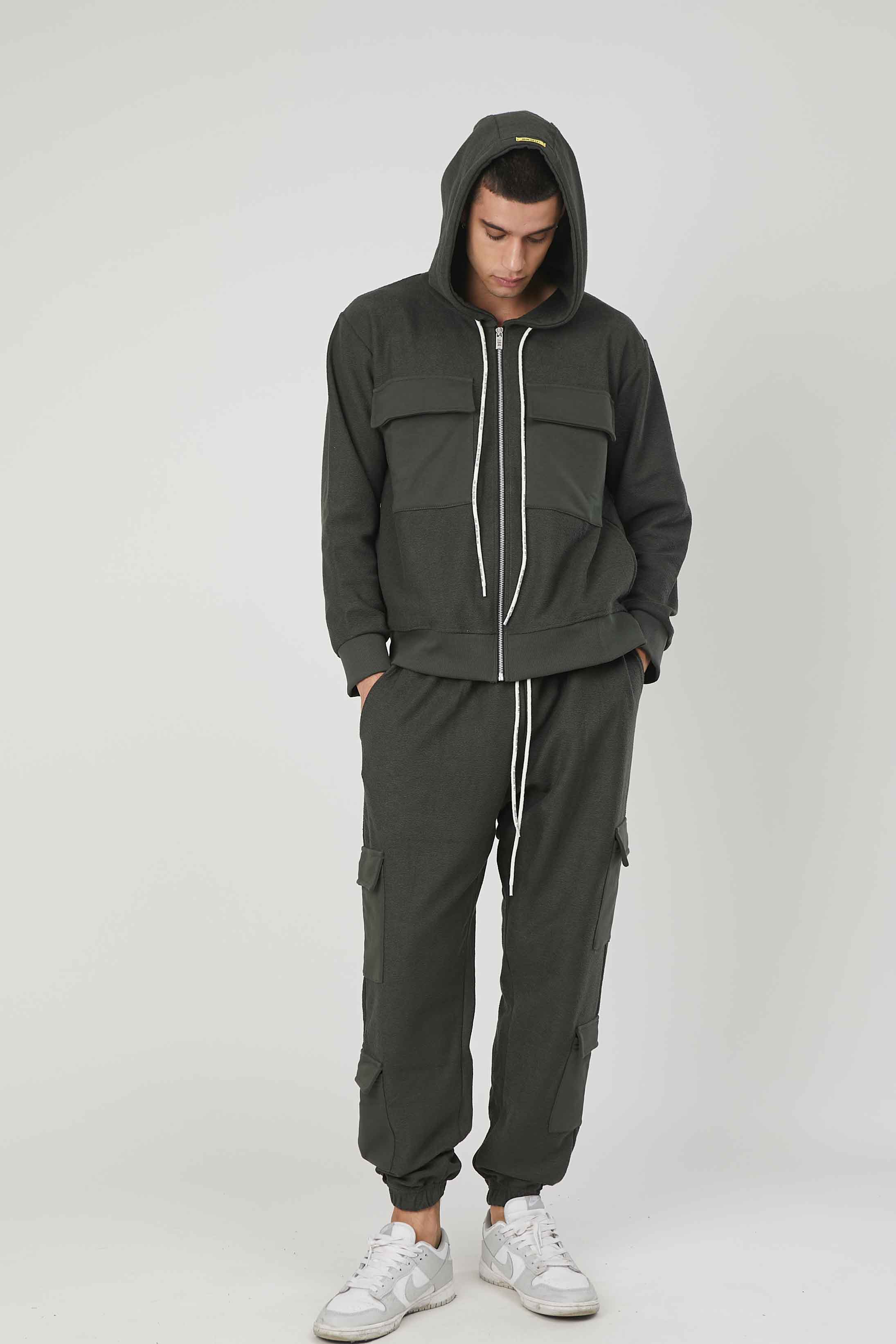 FELPA GARZATA ZIP TASCONI MILITARY