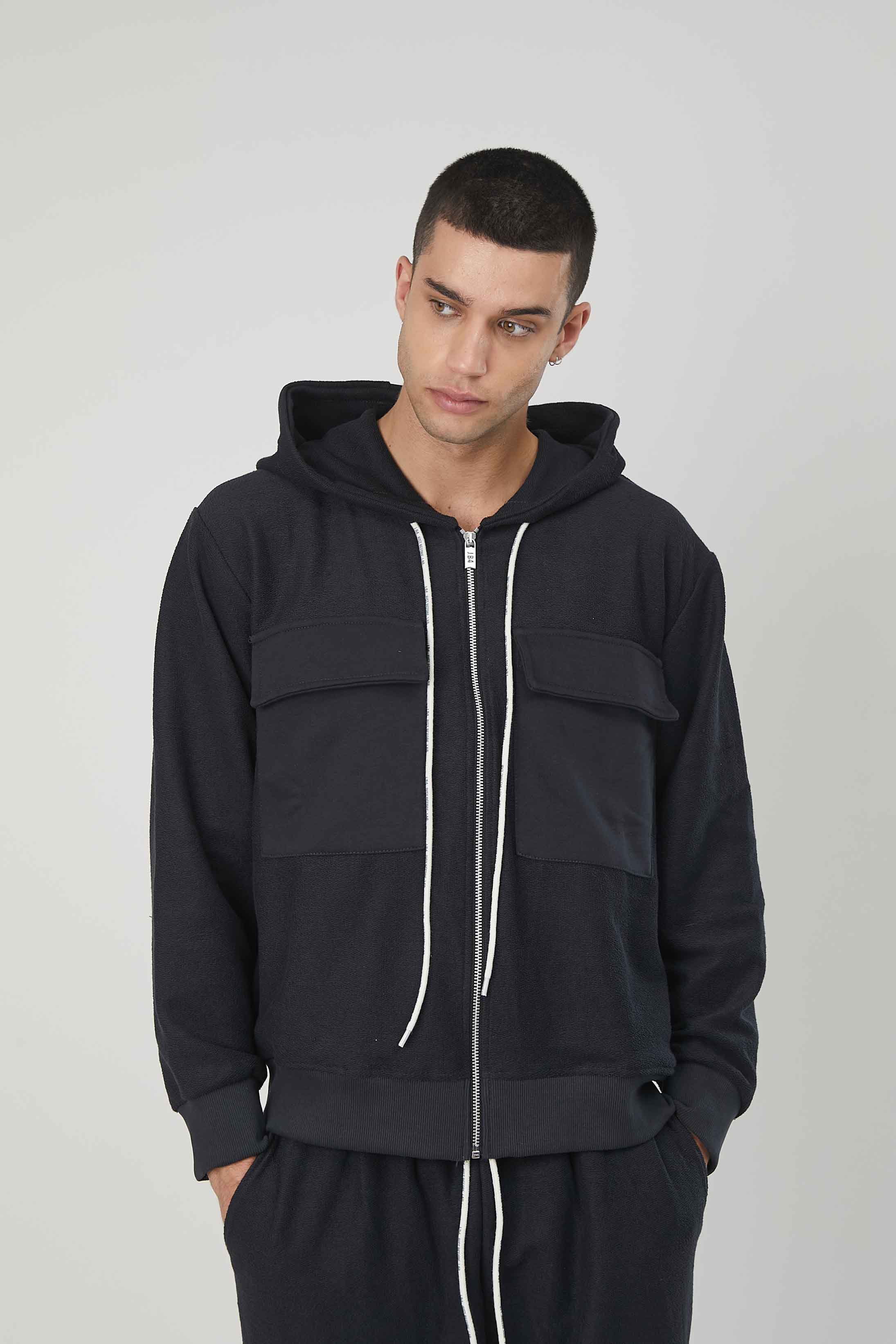 FELPA GARZATA ZIP TASCONI DARK GREY