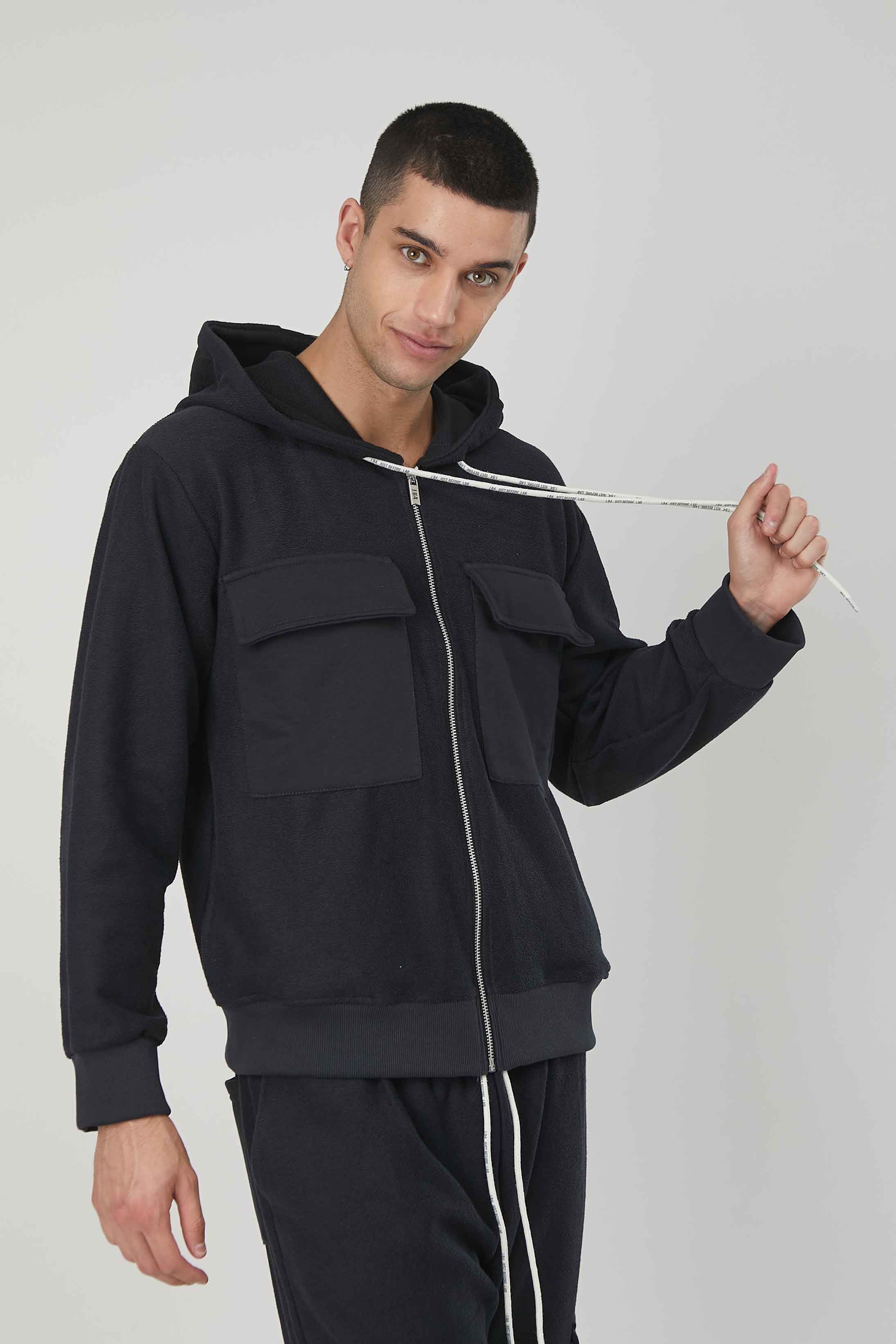 FELPA GARZATA ZIP TASCONI DARK GREY