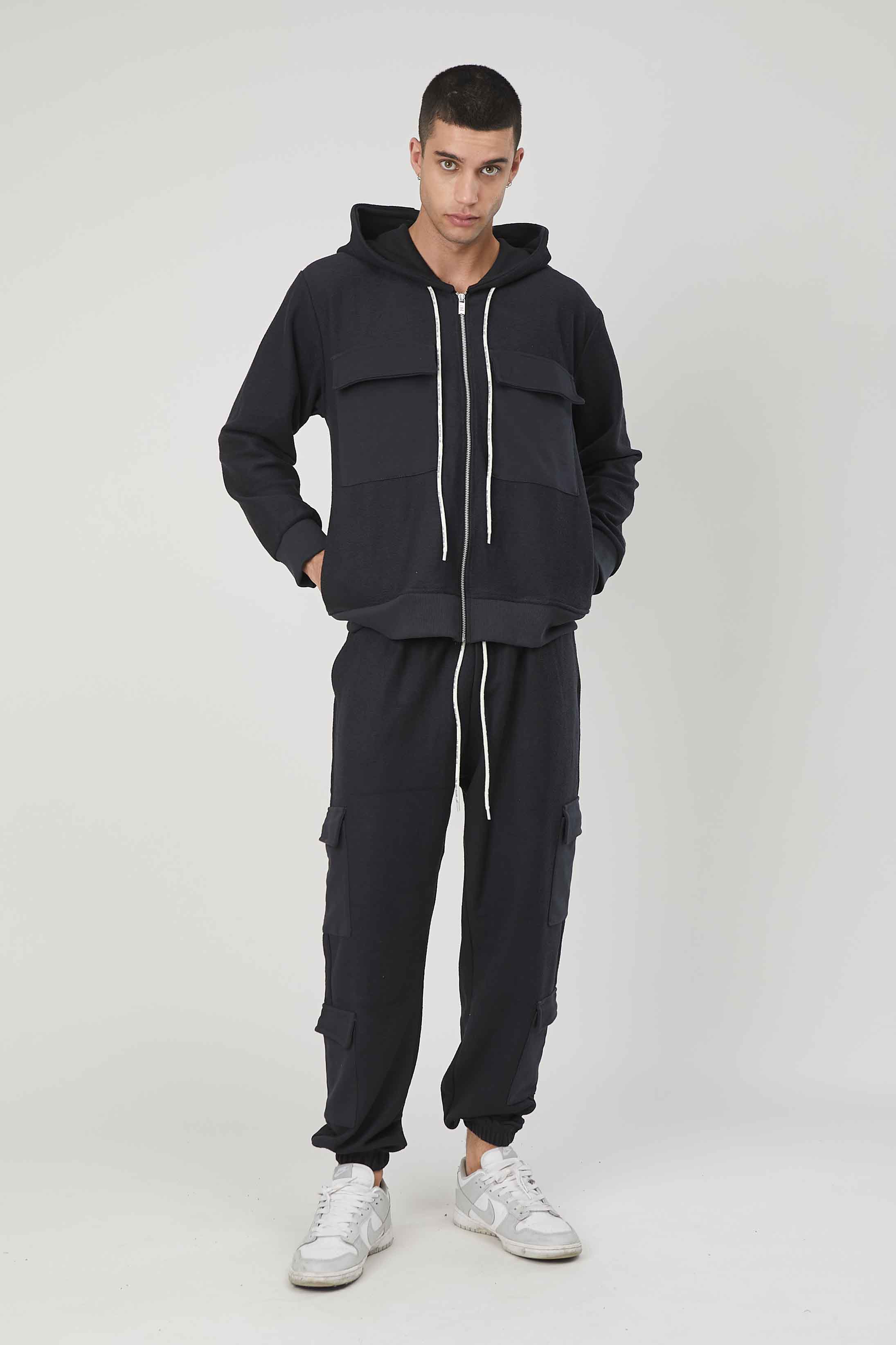 FELPA GARZATA ZIP TASCONI DARK GREY