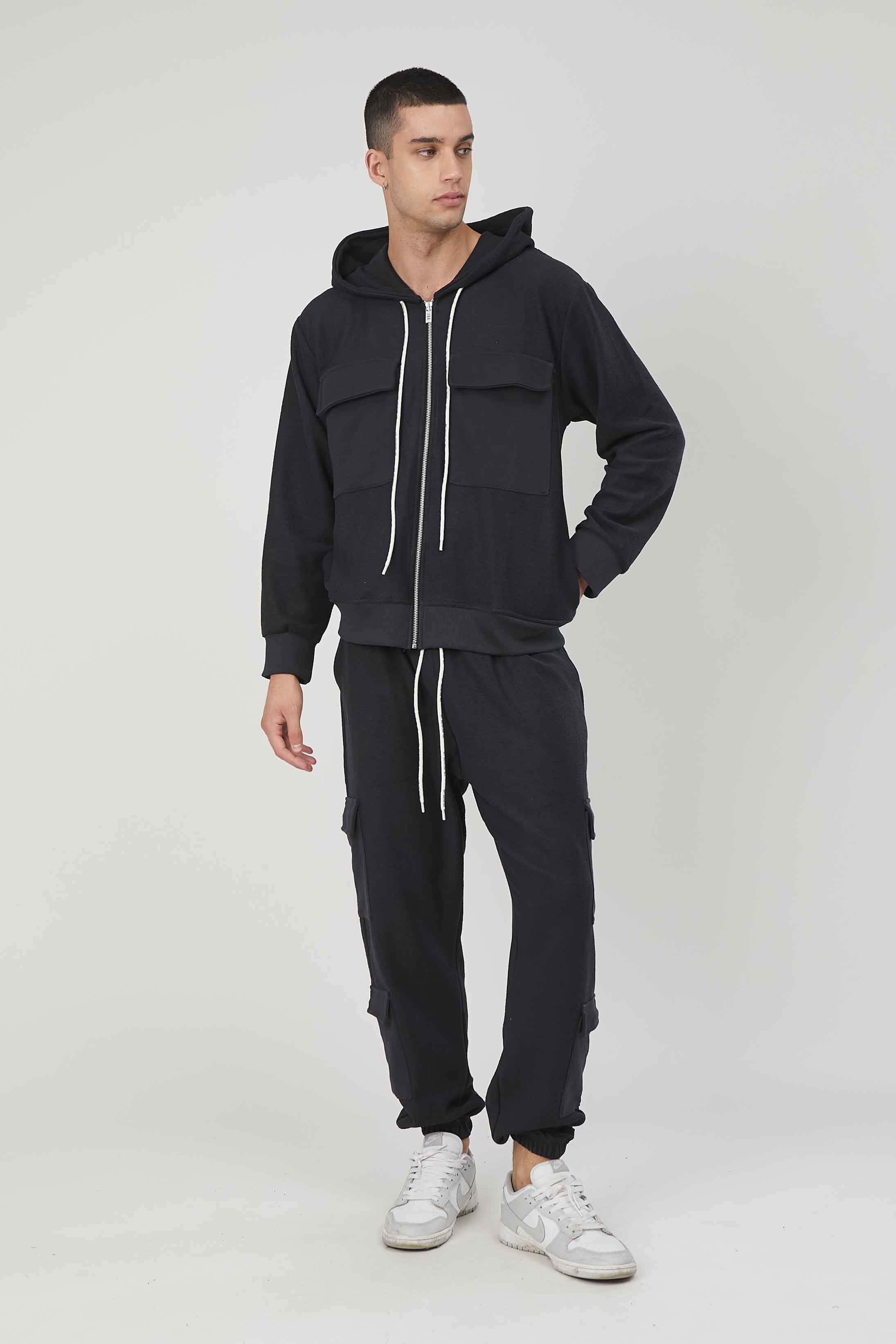 FELPA GARZATA ZIP TASCONI DARK GREY