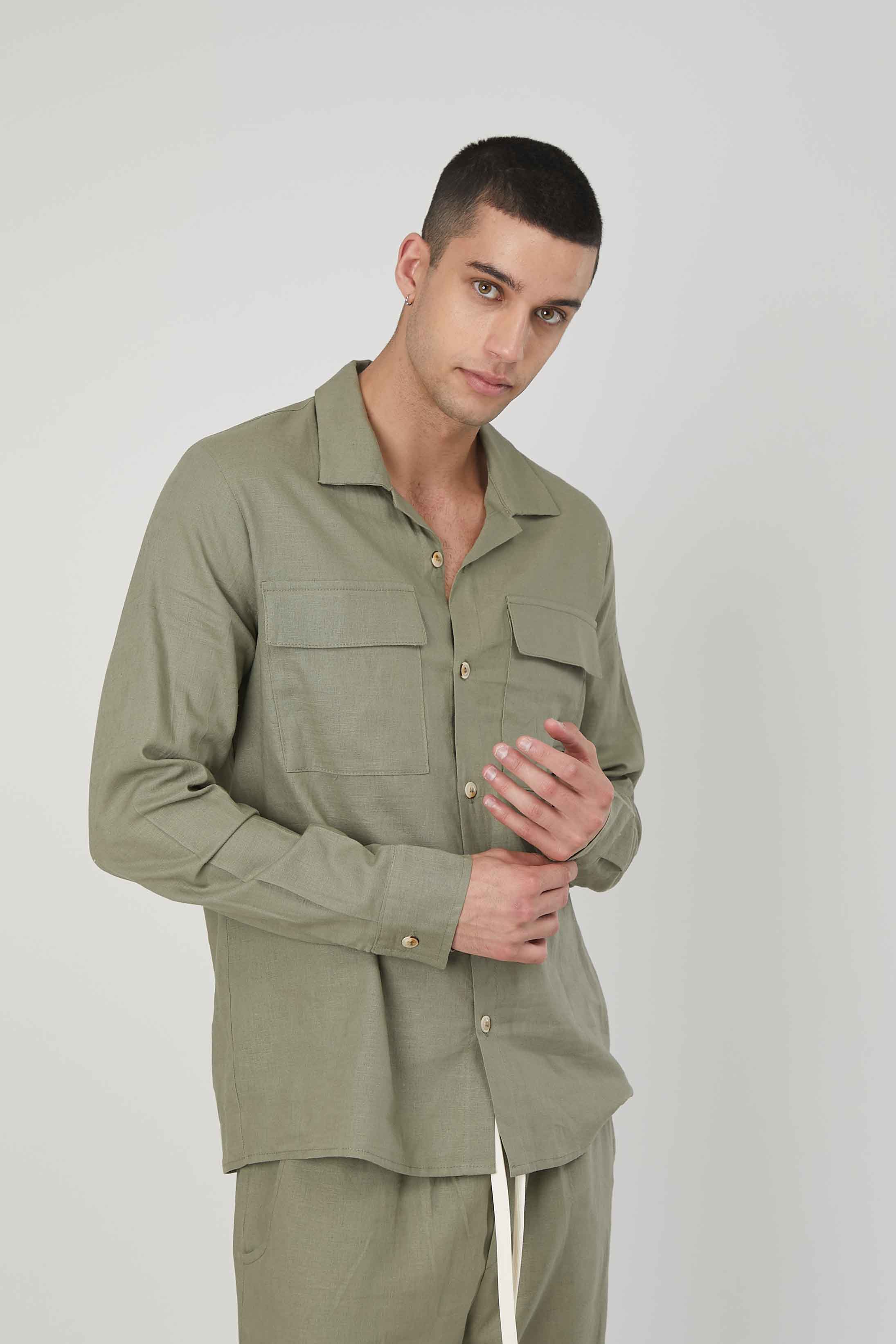 CAMICIA LINO MILITARY