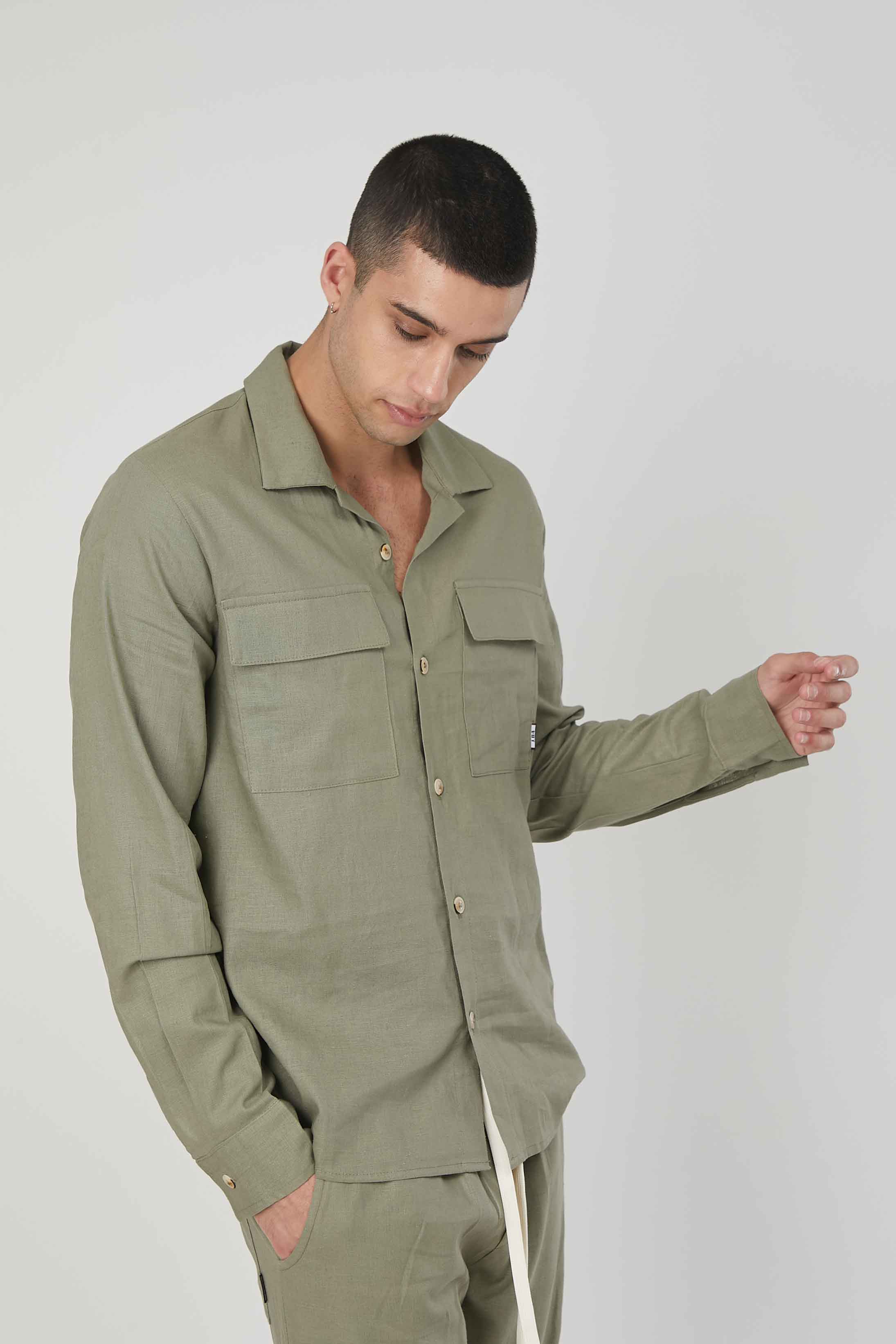 CAMICIA LINO MILITARY
