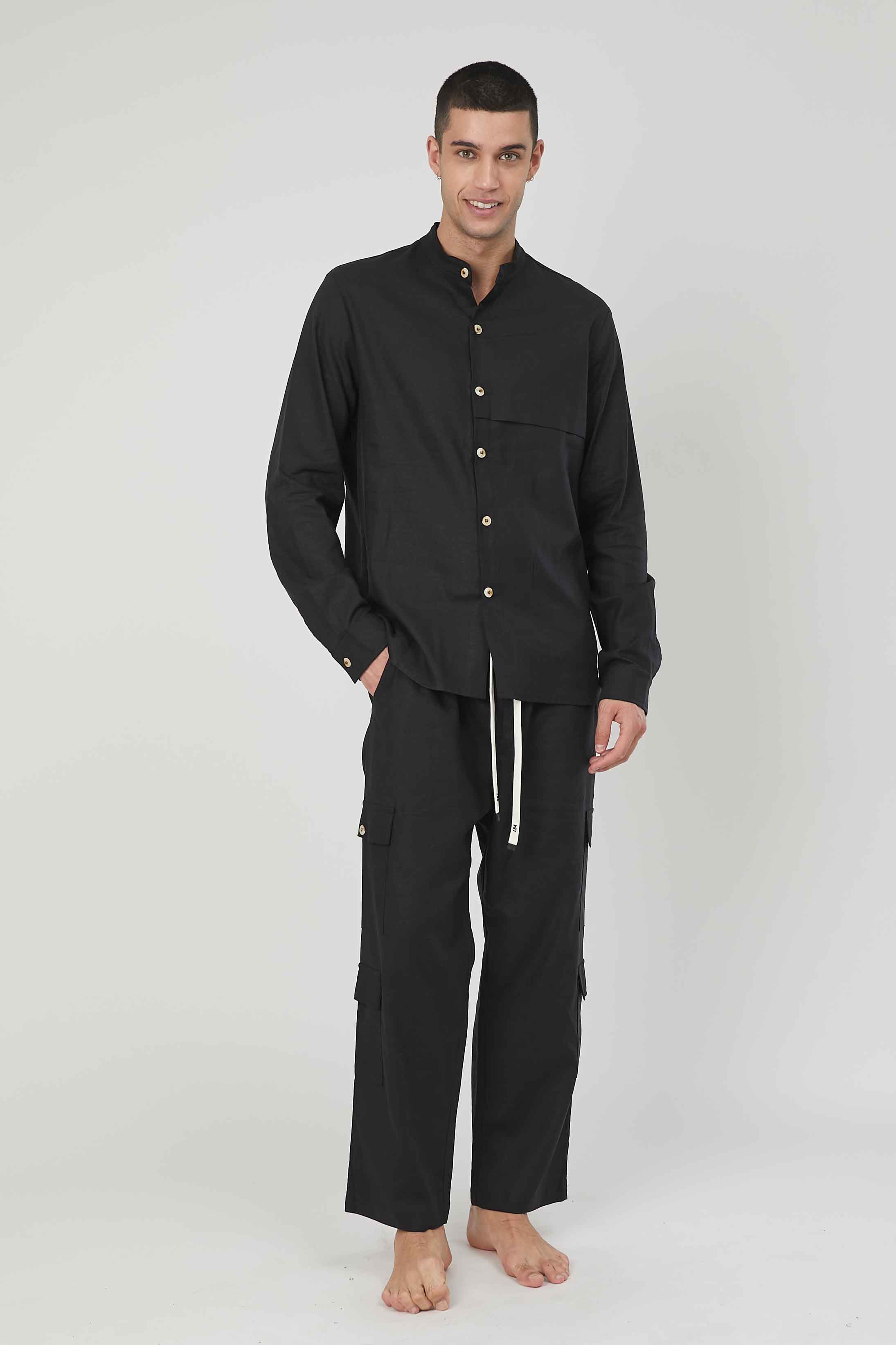 PANTALONI CARGO LINO TASCHE BLACK