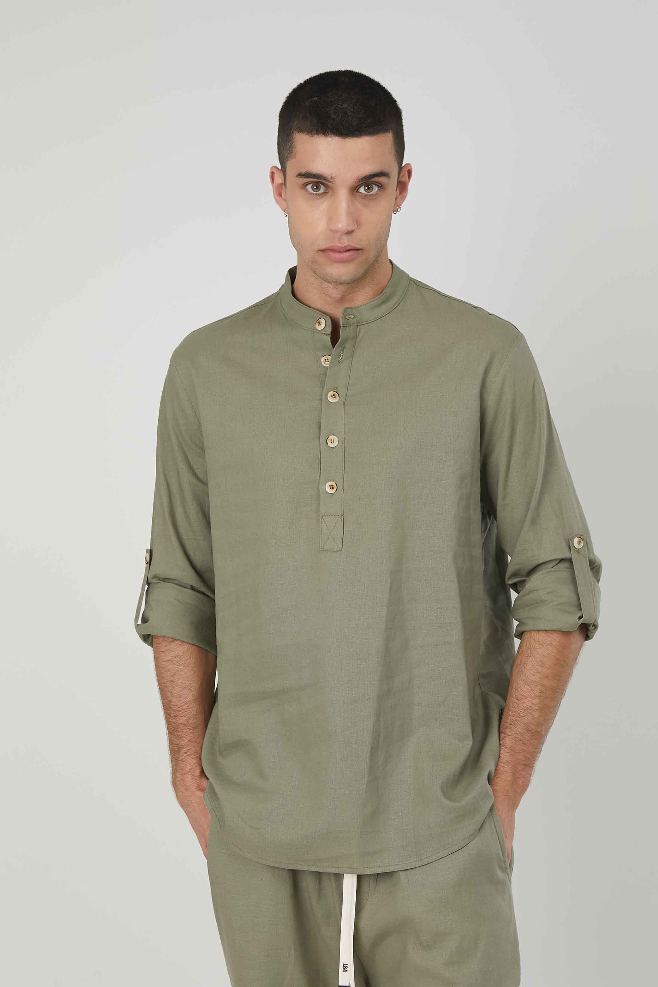 CASACCA LINO MANICHE RISVOLTO MILITARY