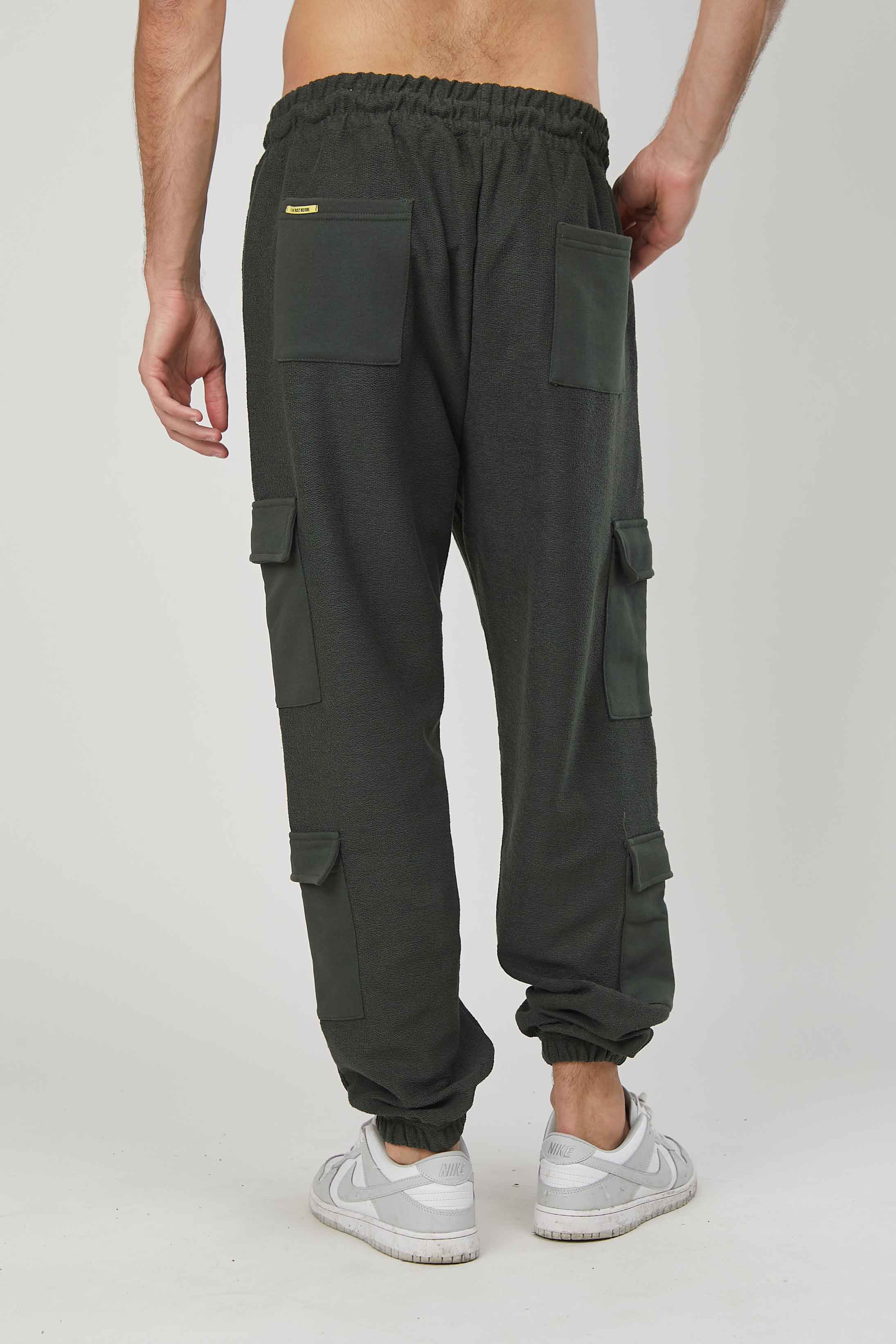 PANTALONI CARGO FELPA GARZATA MILITARY