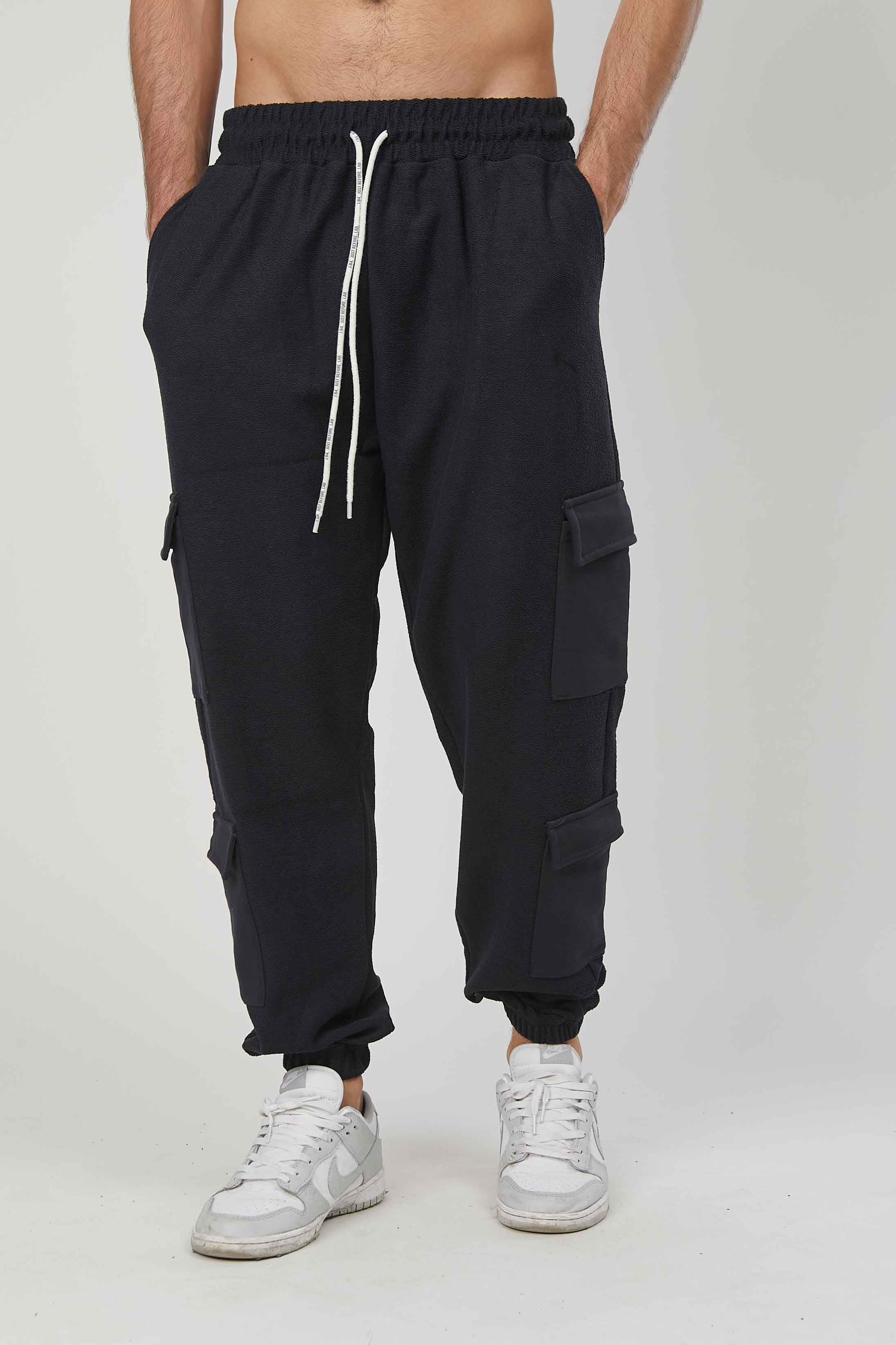 PANTALONI CARGO FELPA GARZATA GREY