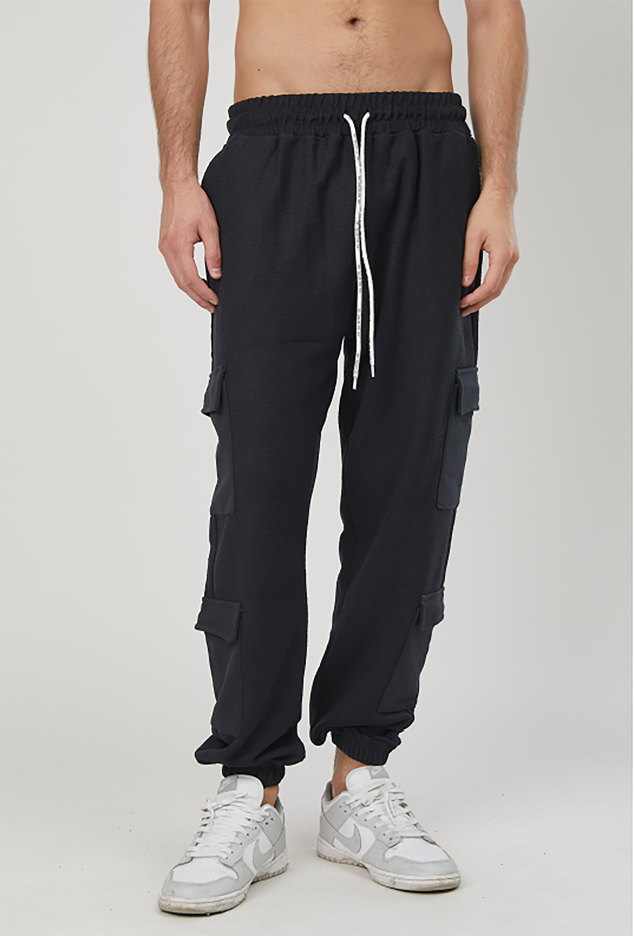 PANTALONI CARGO FELPA GARZATA GREY