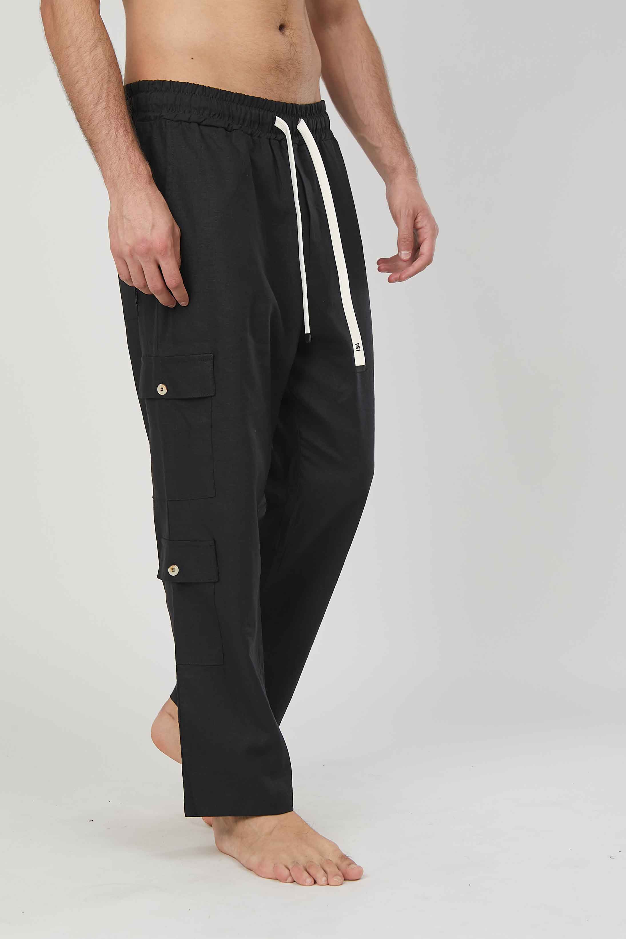 PANTALONI CARGO LINO TASCHE BLACK