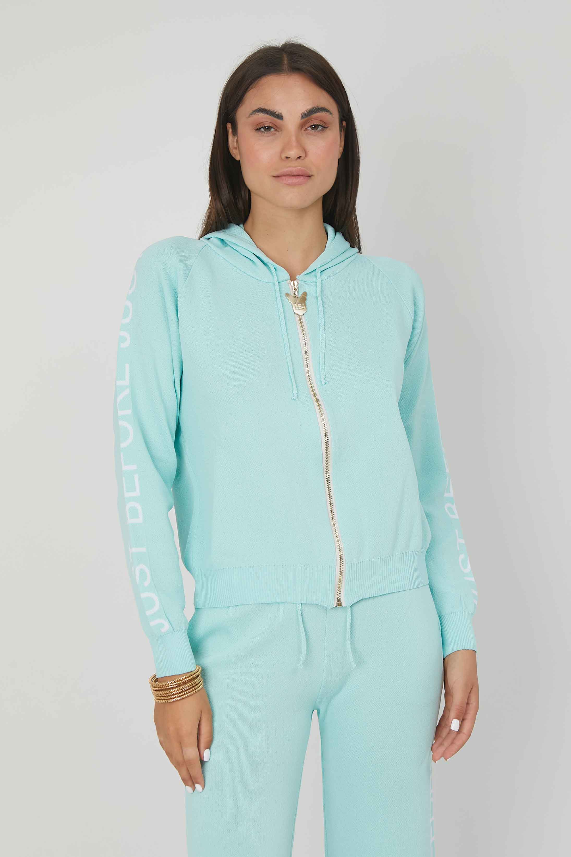 MAGLIA ZIP JACQUARD LOGO TIFFANY