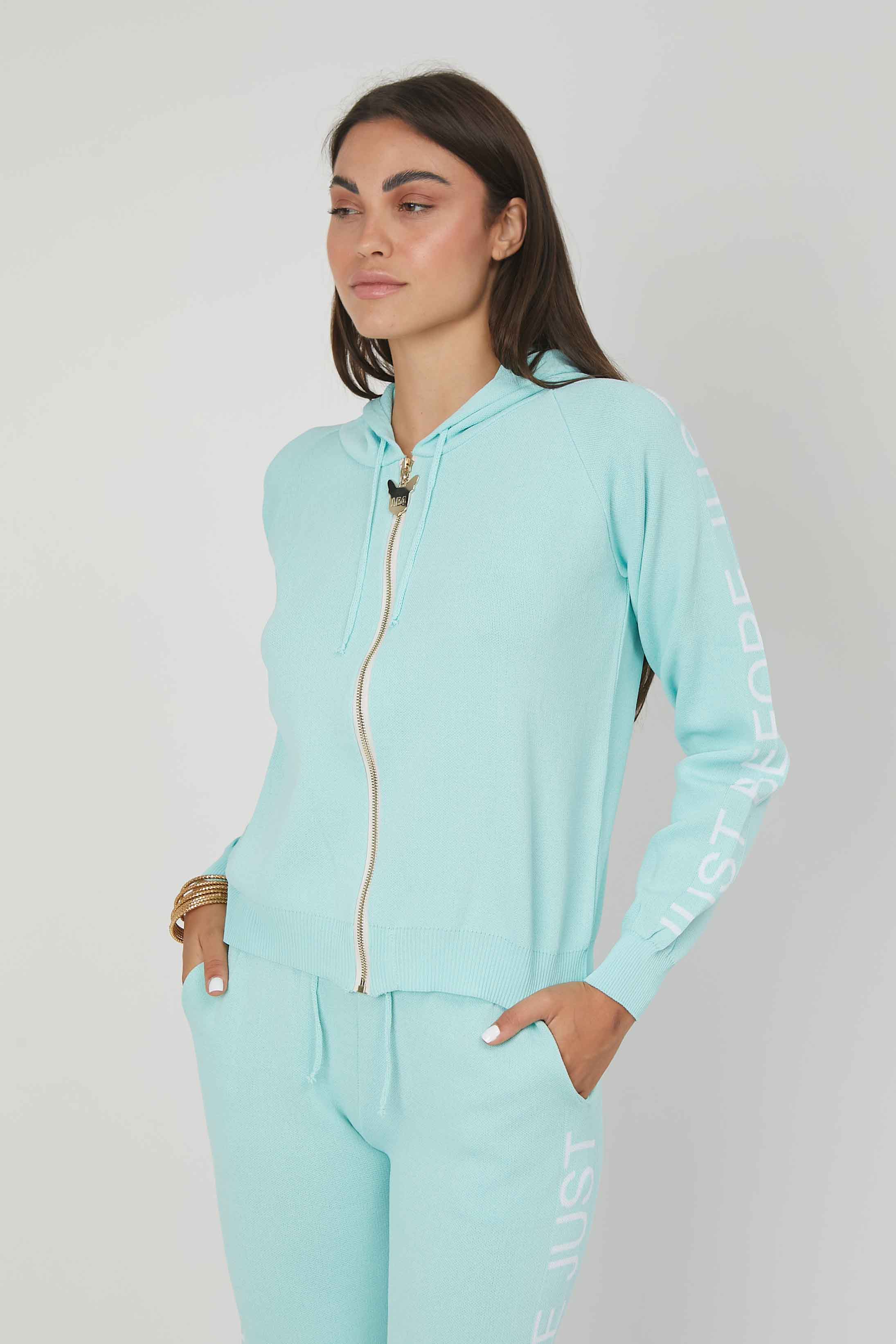 MAGLIA ZIP JACQUARD LOGO TIFFANY