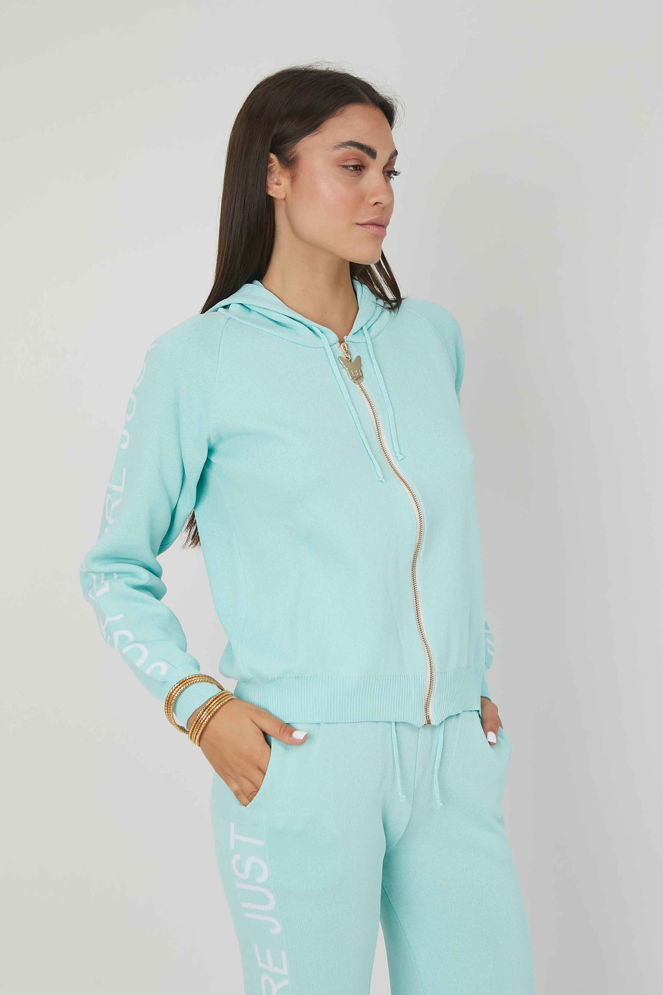 MAGLIA ZIP JACQUARD LOGO TIFFANY