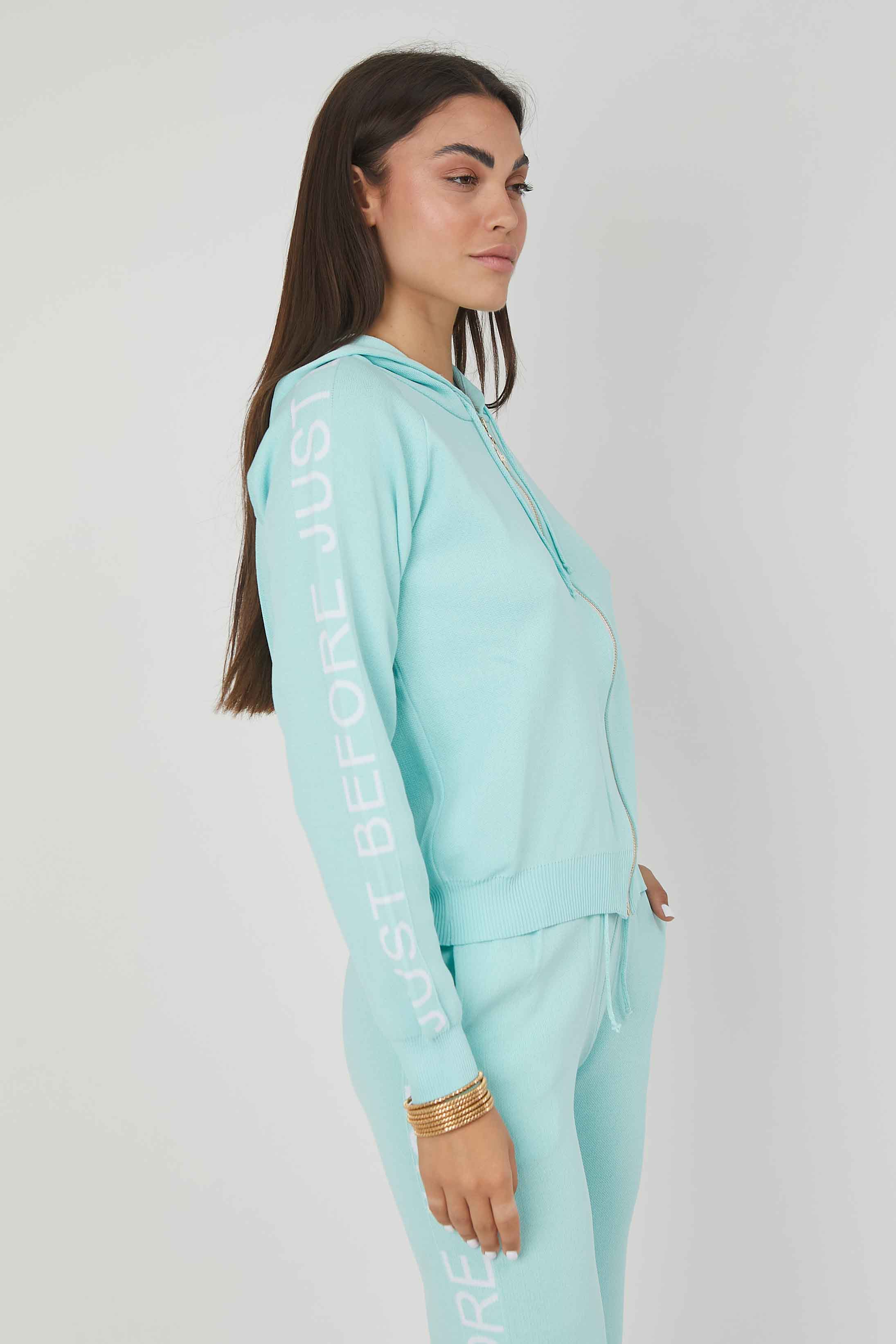 MAGLIA ZIP JACQUARD LOGO TIFFANY