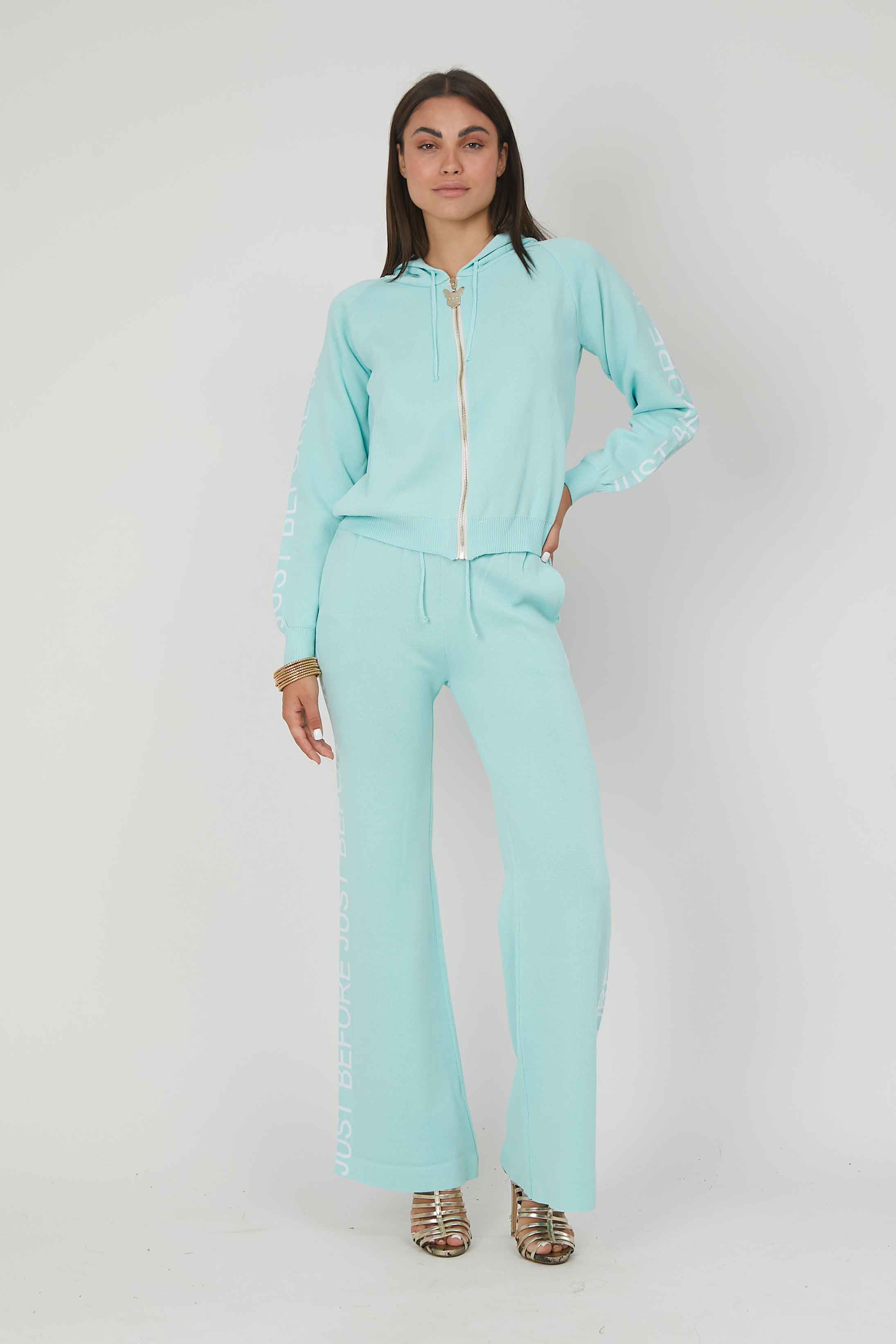 MAGLIA ZIP JACQUARD LOGO TIFFANY