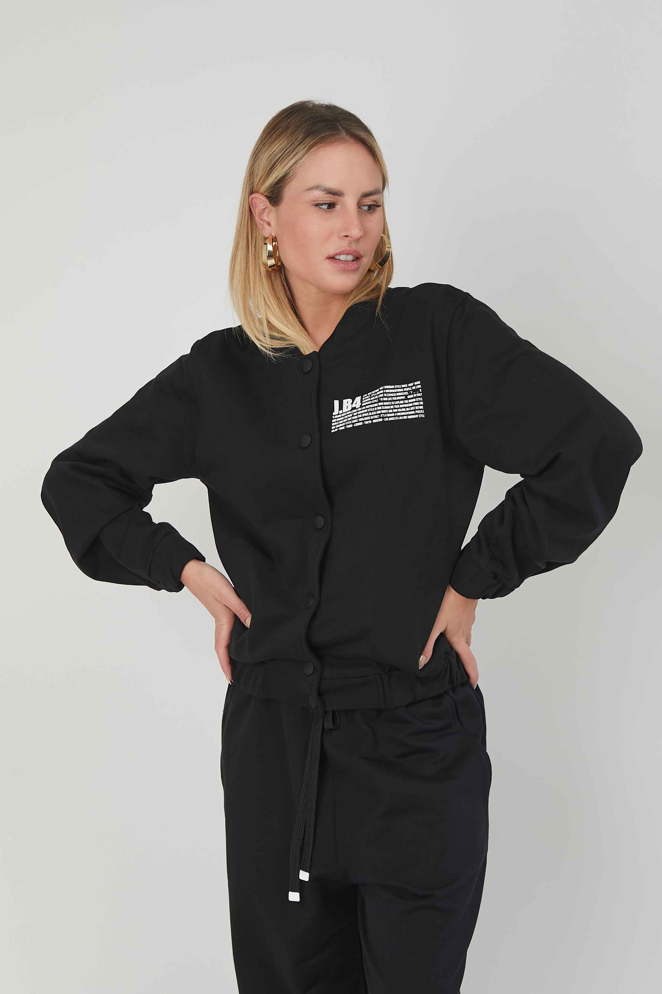 BOMBER IN FELPA LOGO BLACK