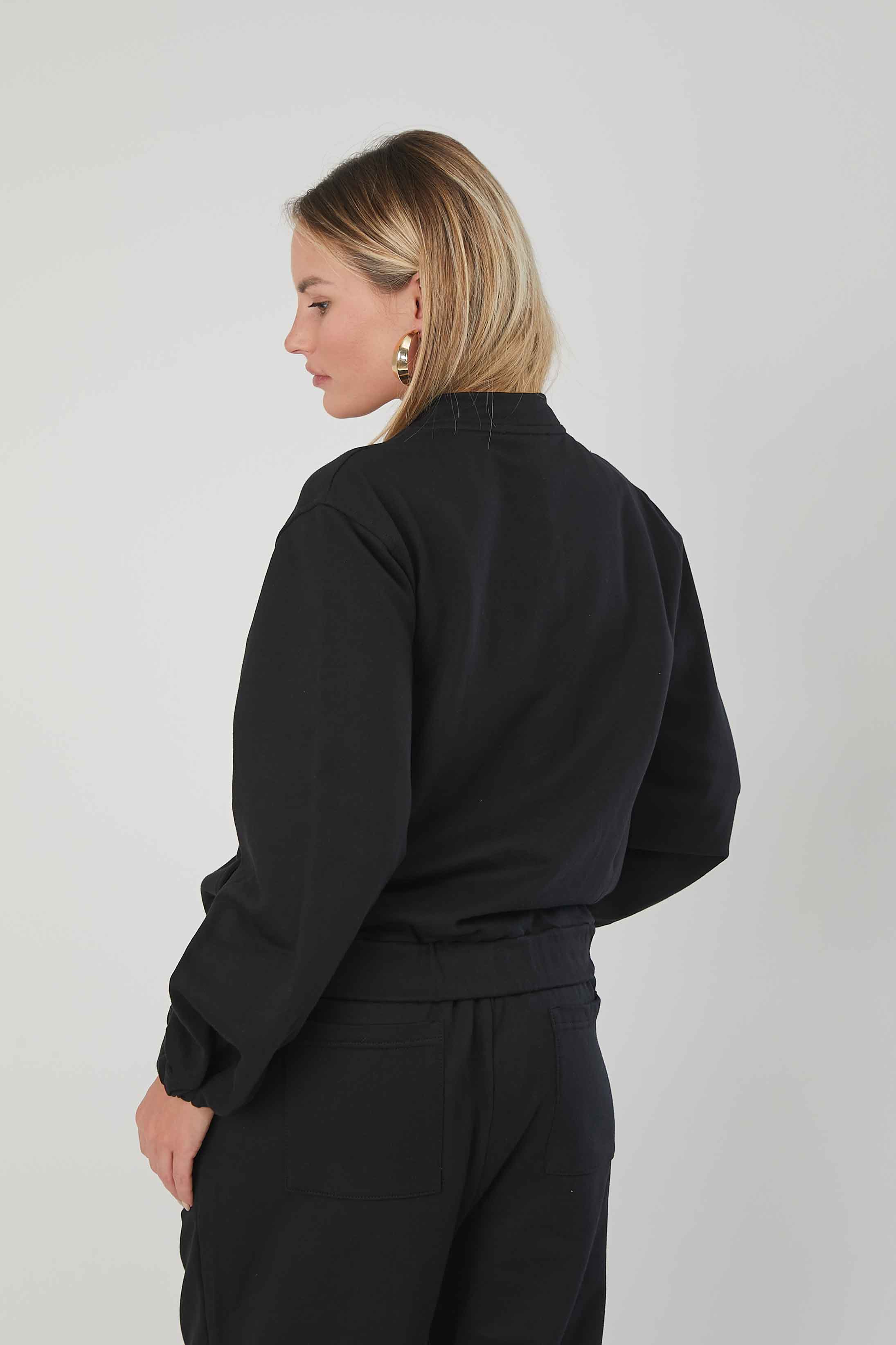 BOMBER IN FELPA LOGO BLACK