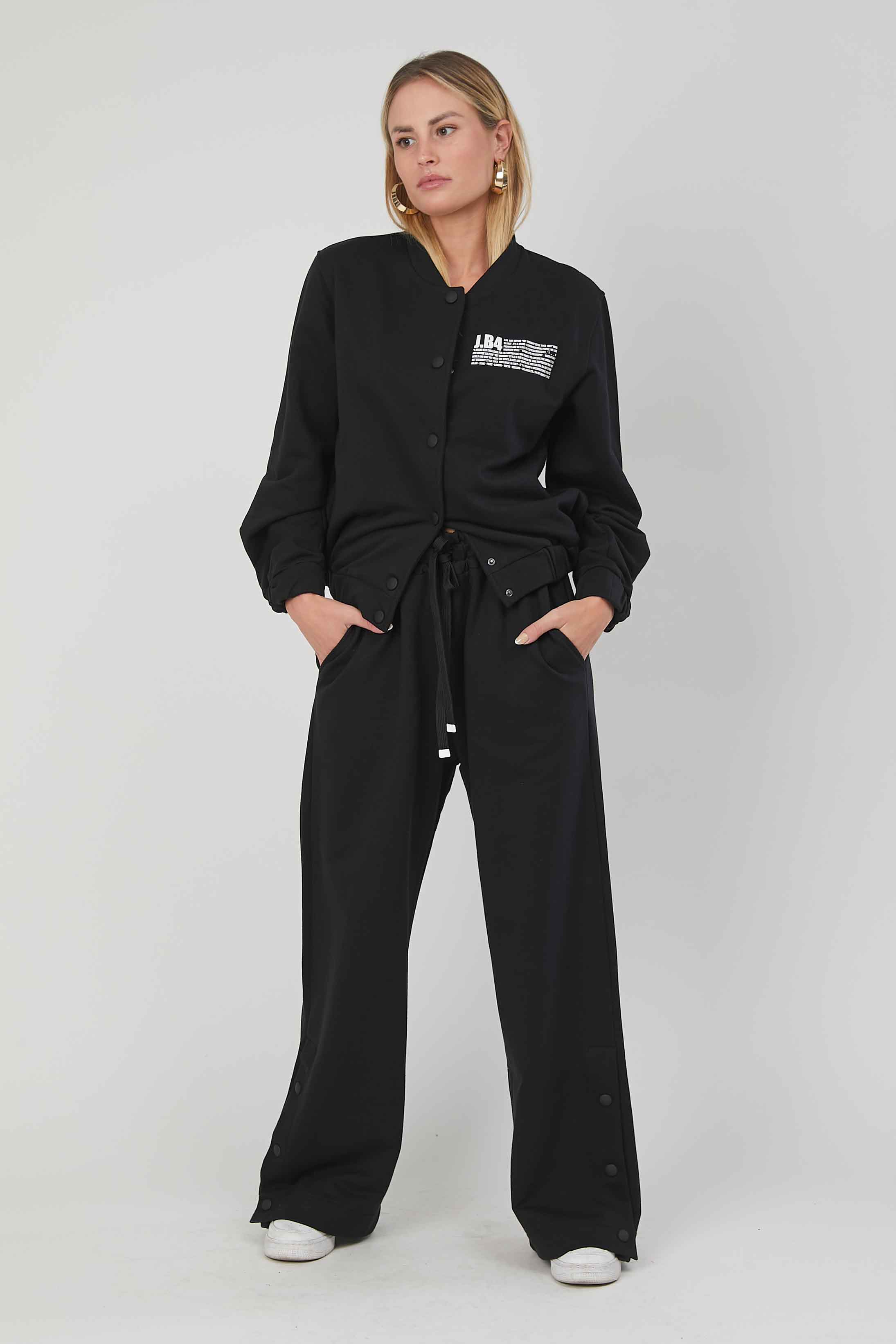 BOMBER IN FELPA LOGO BLACK