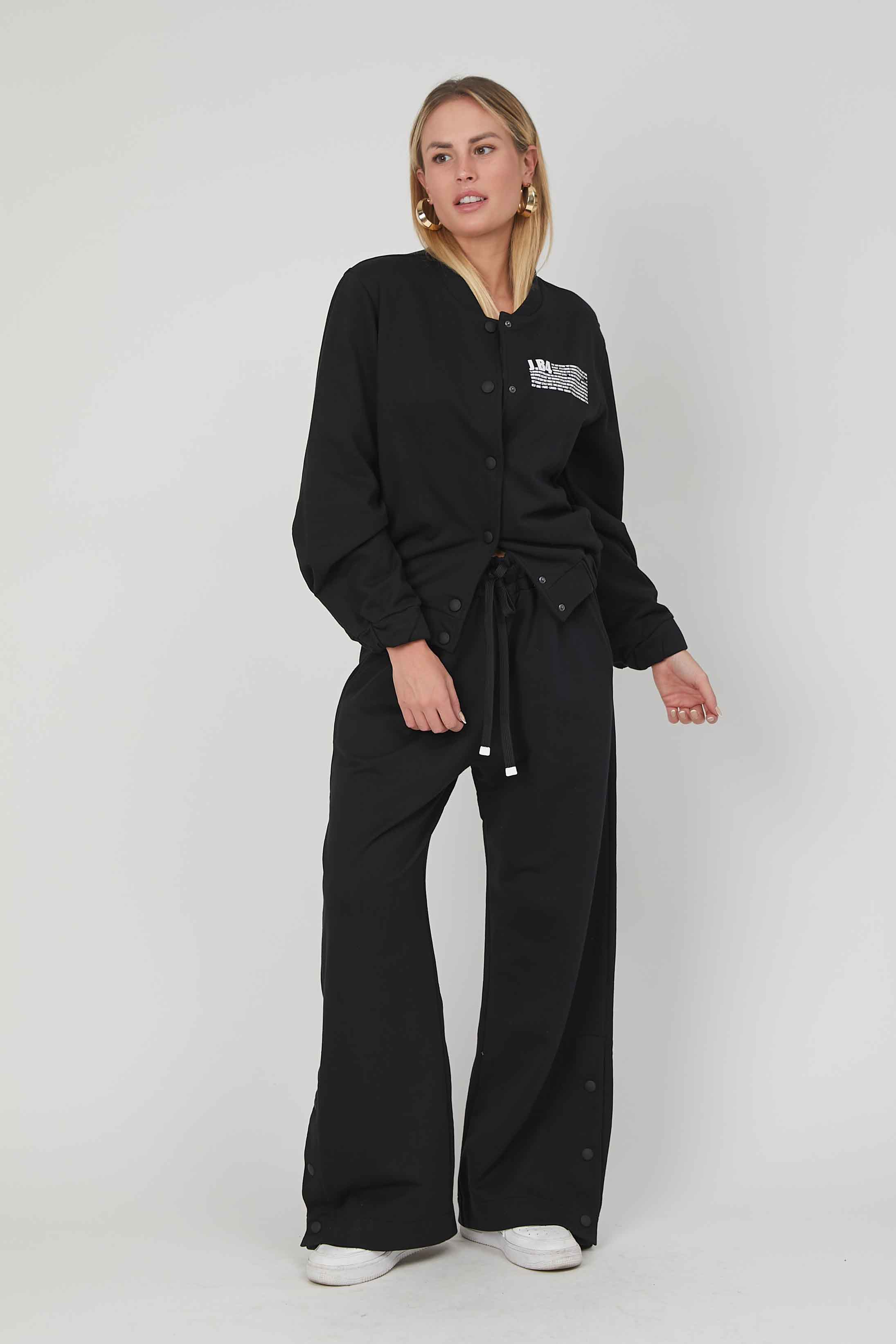 PANTALONI FELPA BOTTONI BLACK