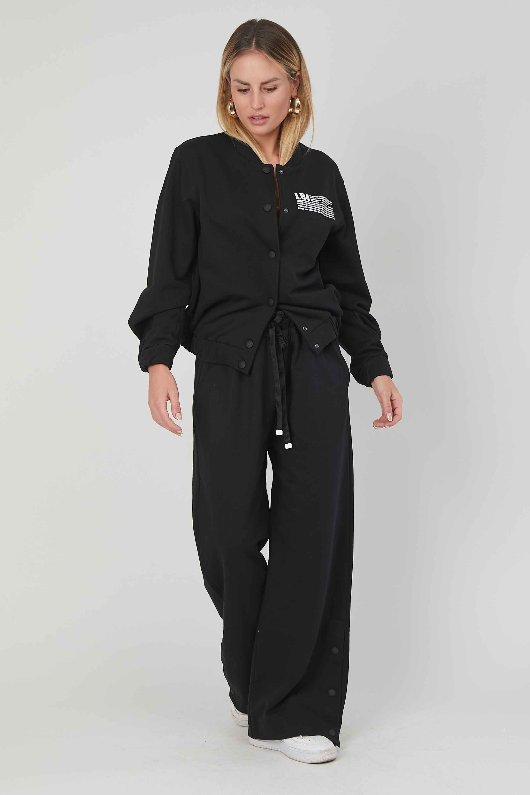 PANTALONI FELPA BOTTONI BLACK