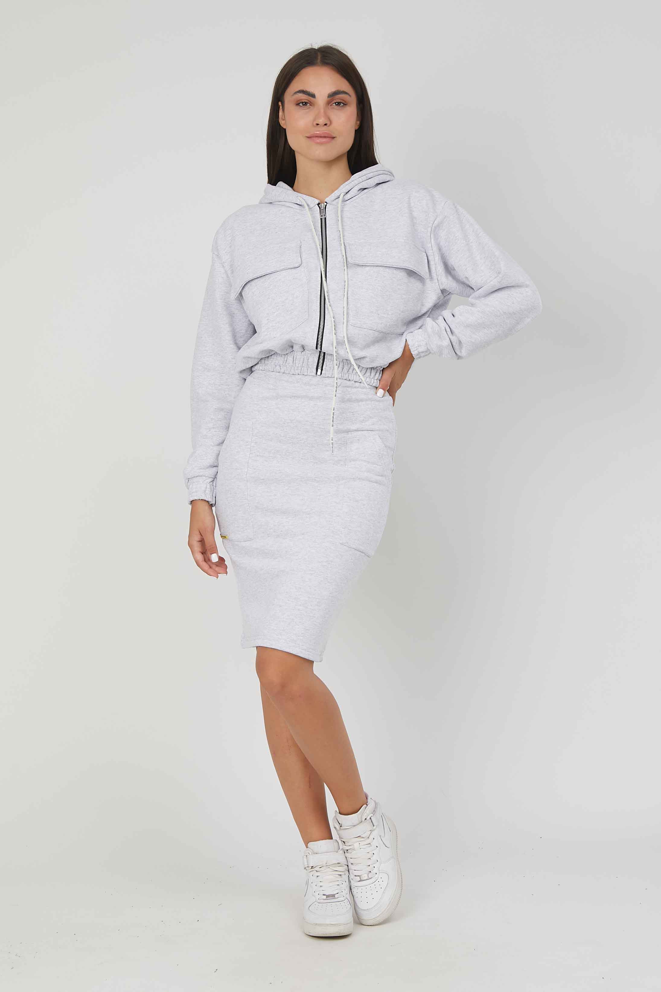 ZIP SWEATSHIRT TASCONI LIGHT GREY