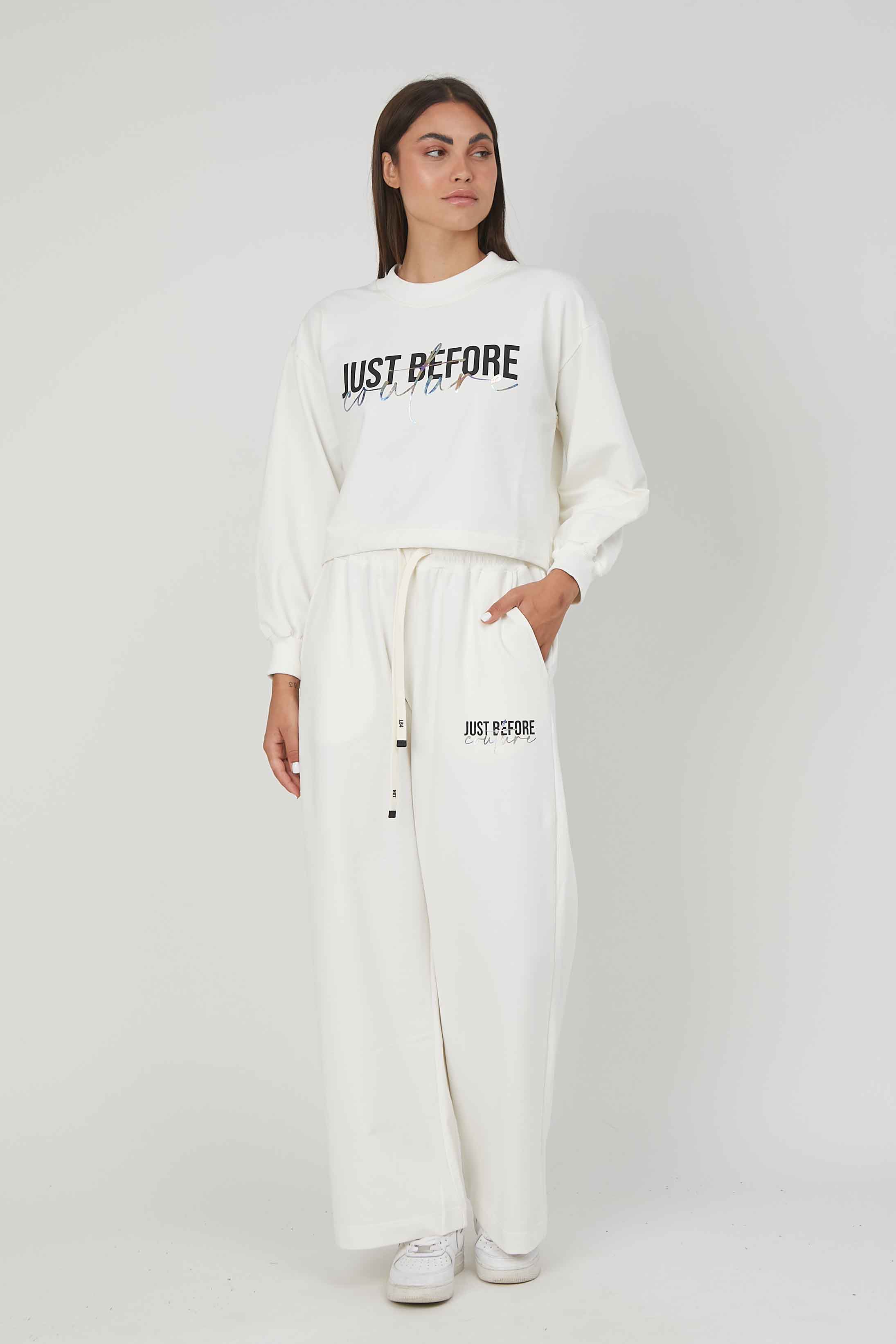 PANTALONI FELPA JUST BEFORE COUTURE OFF WHITE