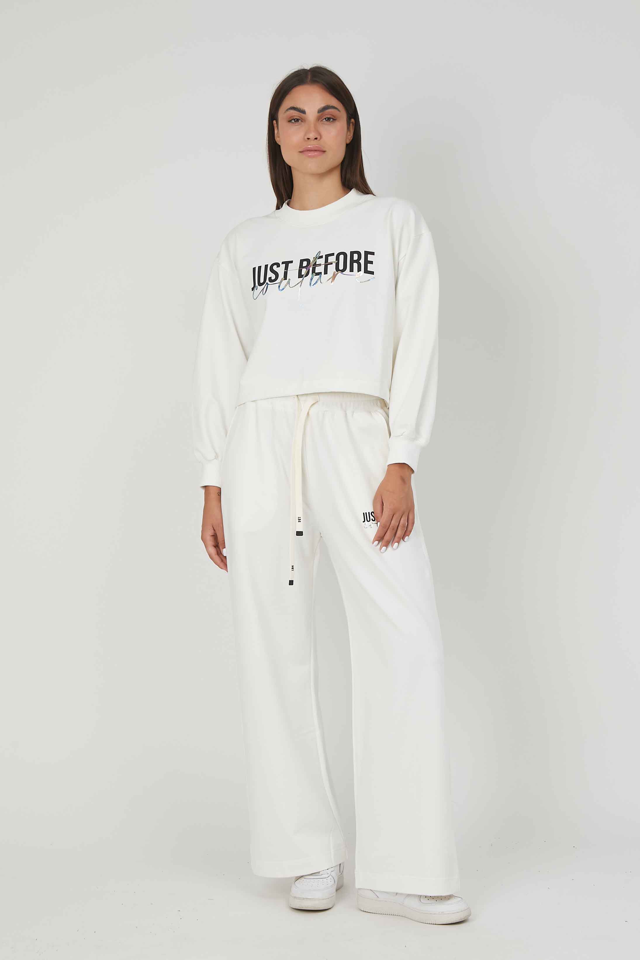 PANTALONI FELPA JUST BEFORE COUTURE OFF WHITE