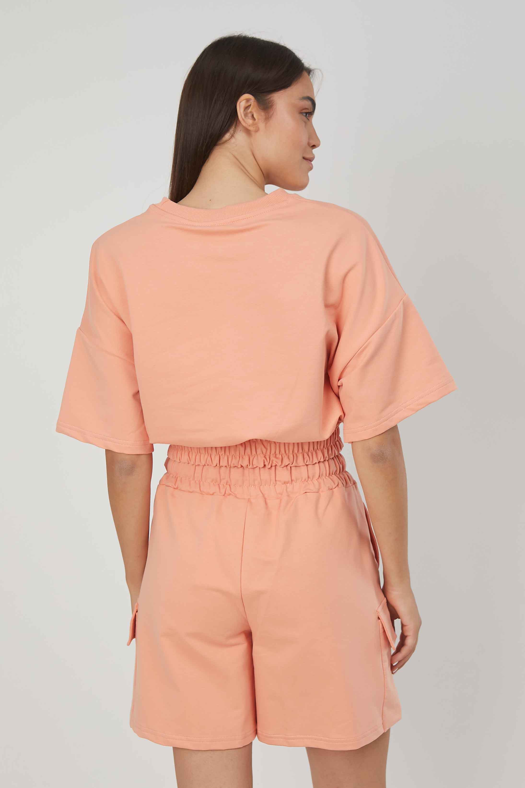 FELPA MANICHE CORTE TASCONI SALMON