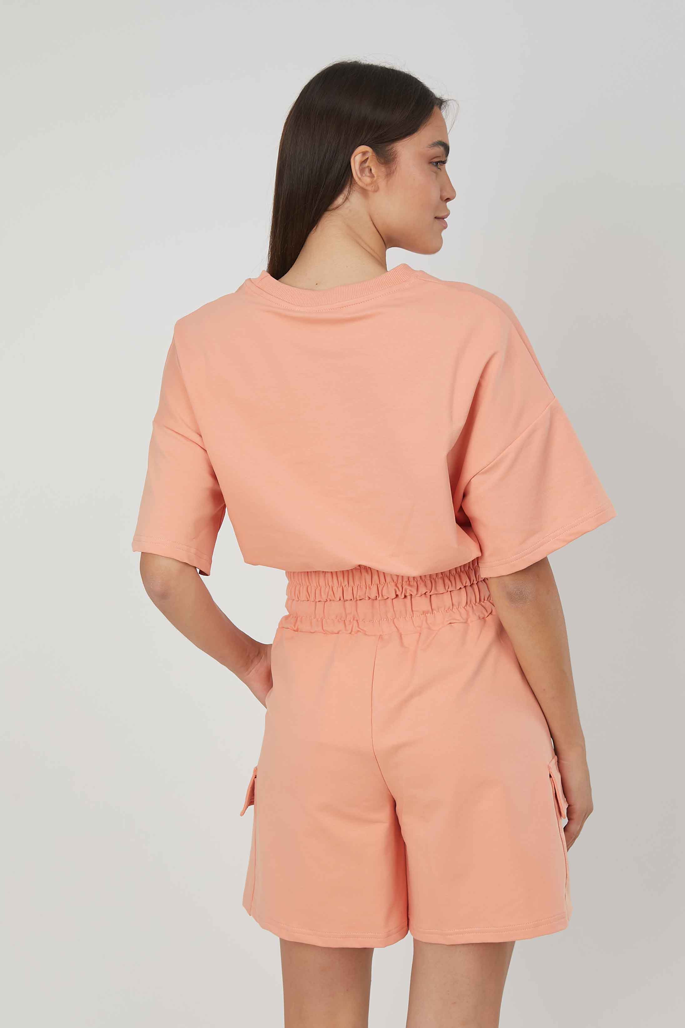 FELPA MANICHE CORTE TASCONI SALMON