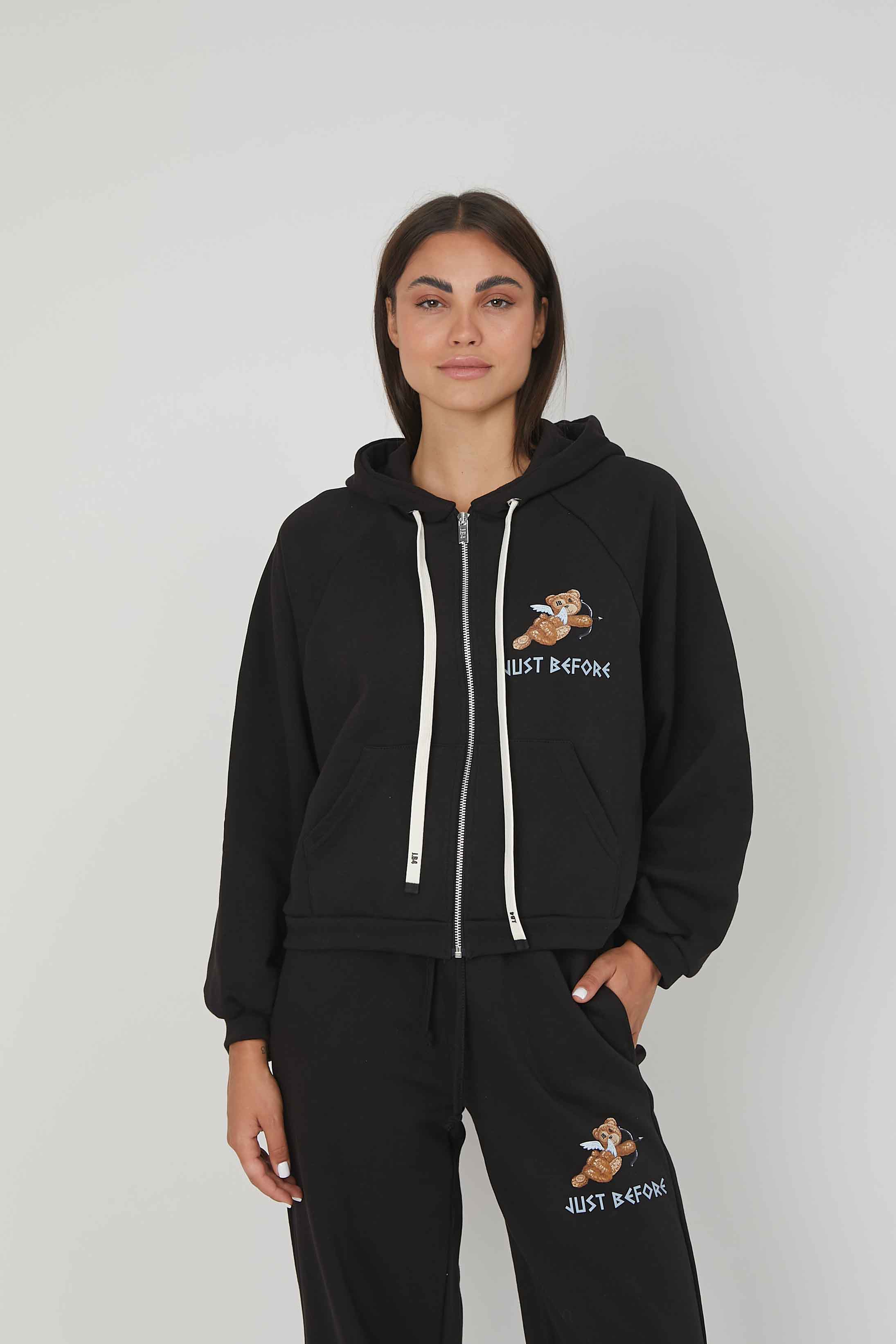 FELPA ZIP ORSETTO CUPIDO BLACK