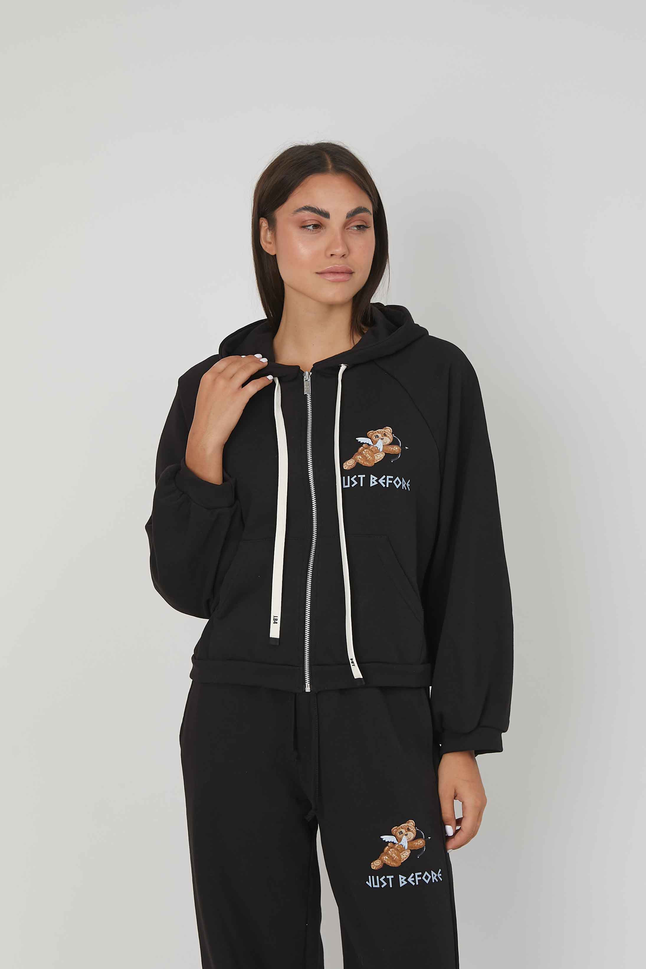 FELPA ZIP ORSETTO CUPIDO BLACK