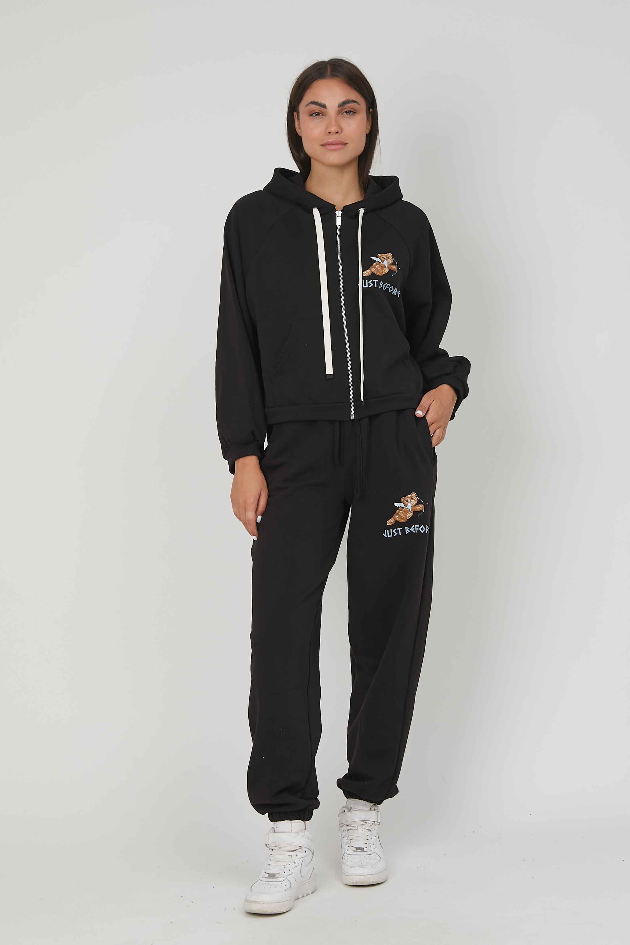 FELPA ZIP ORSETTO CUPIDO BLACK