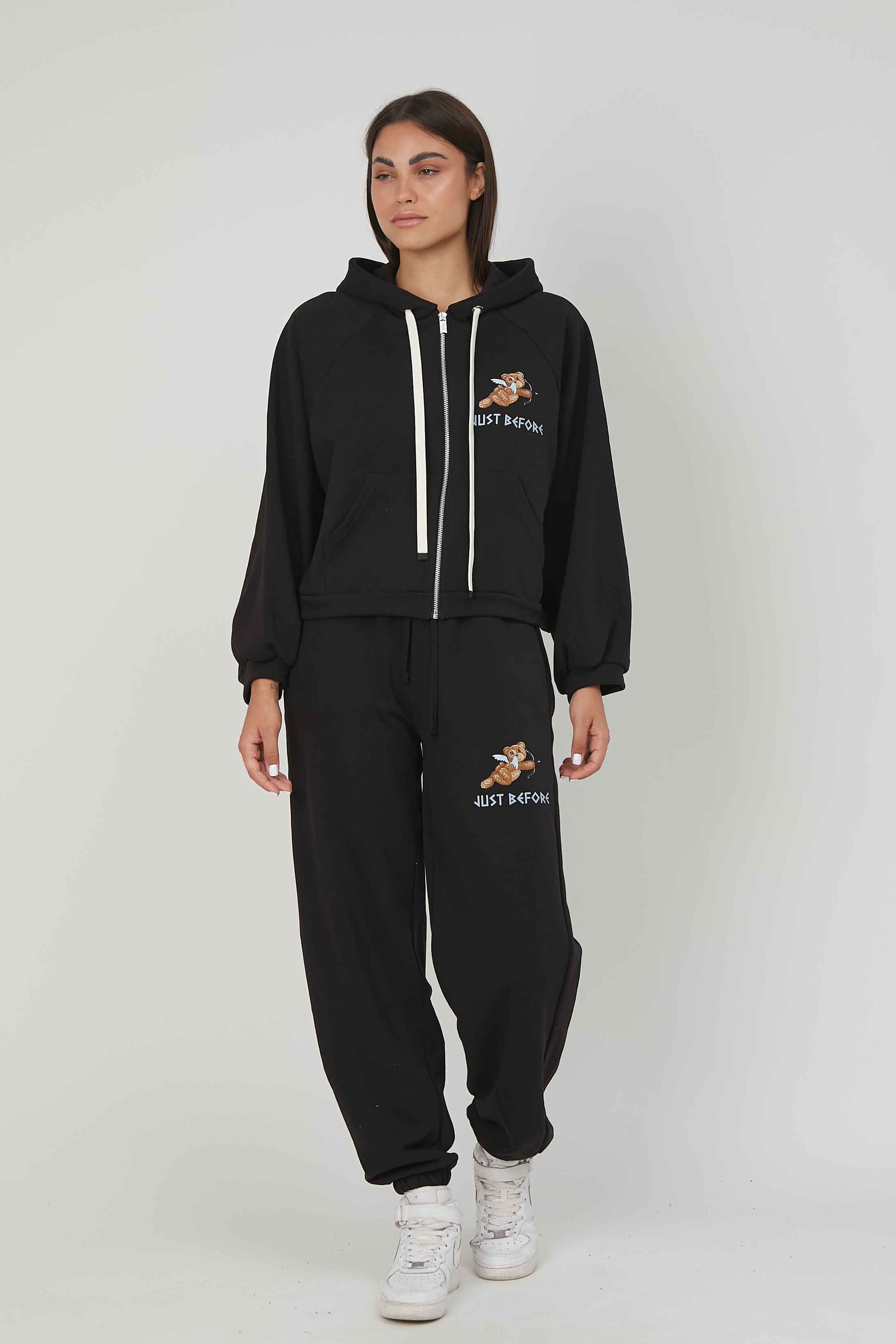 FELPA ZIP ORSETTO CUPIDO BLACK