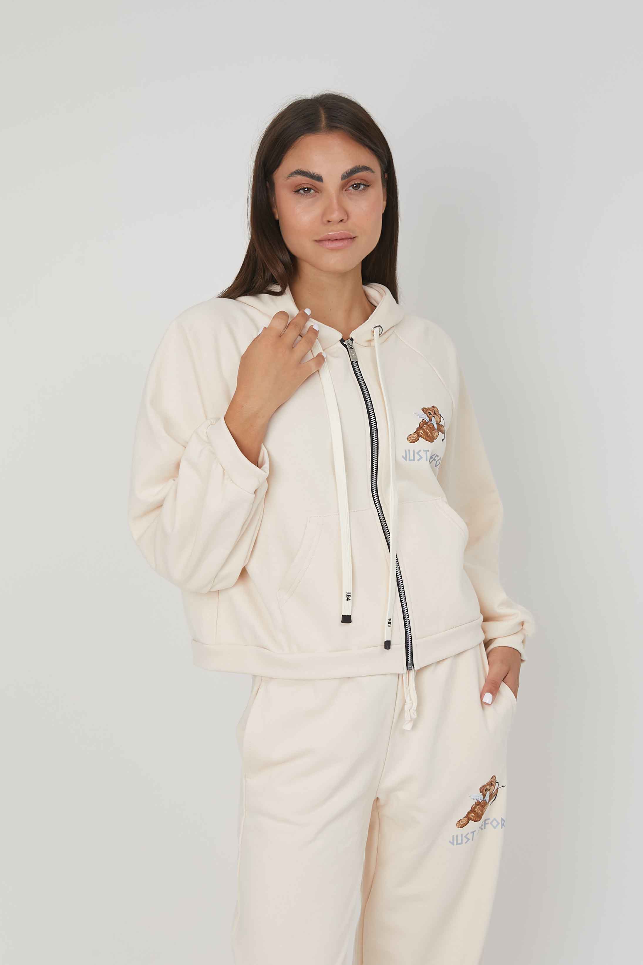 FELPA ZIP ORSETTO CUPIDO CREAM