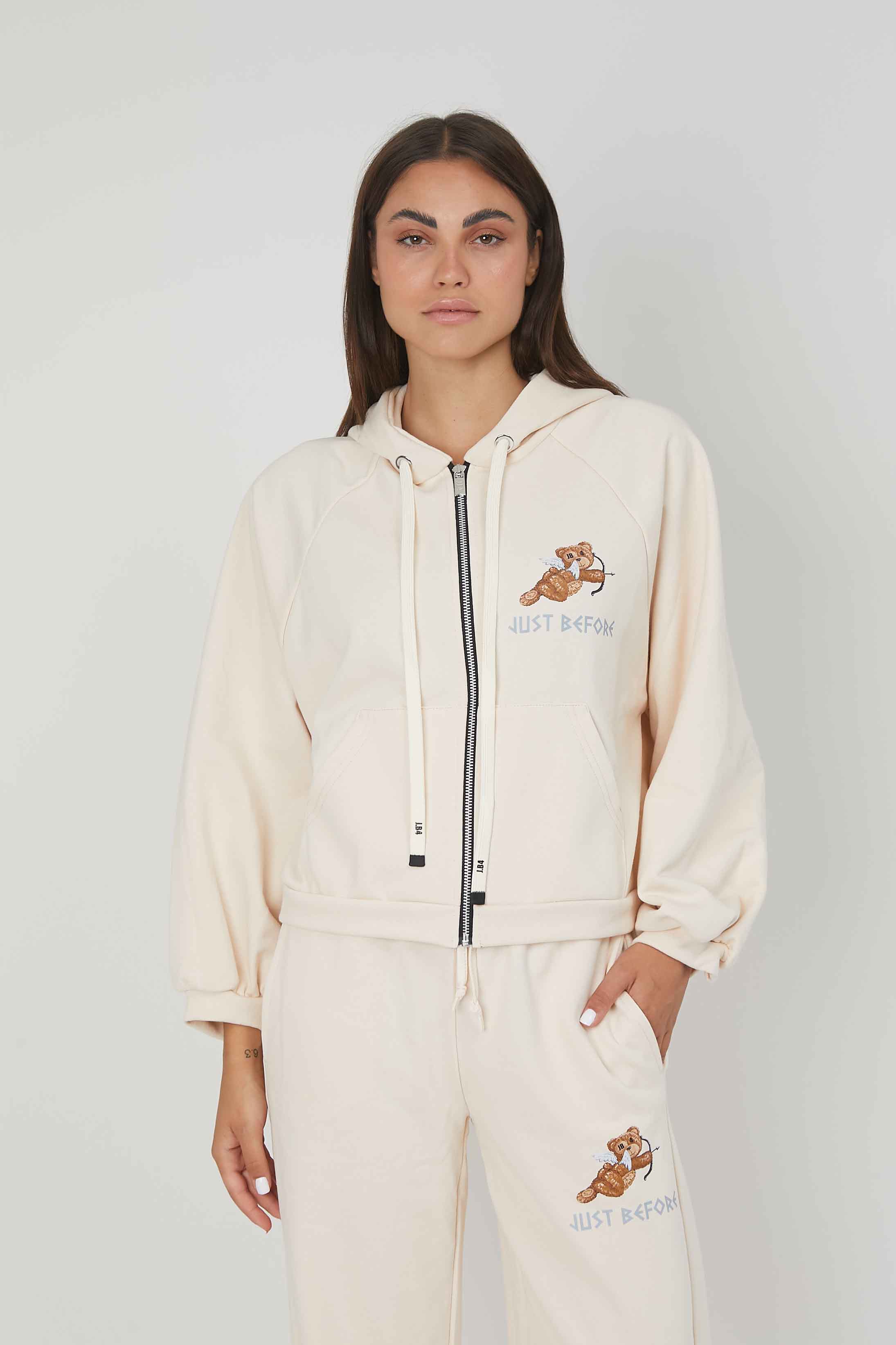FELPA ZIP ORSETTO CUPIDO CREAM