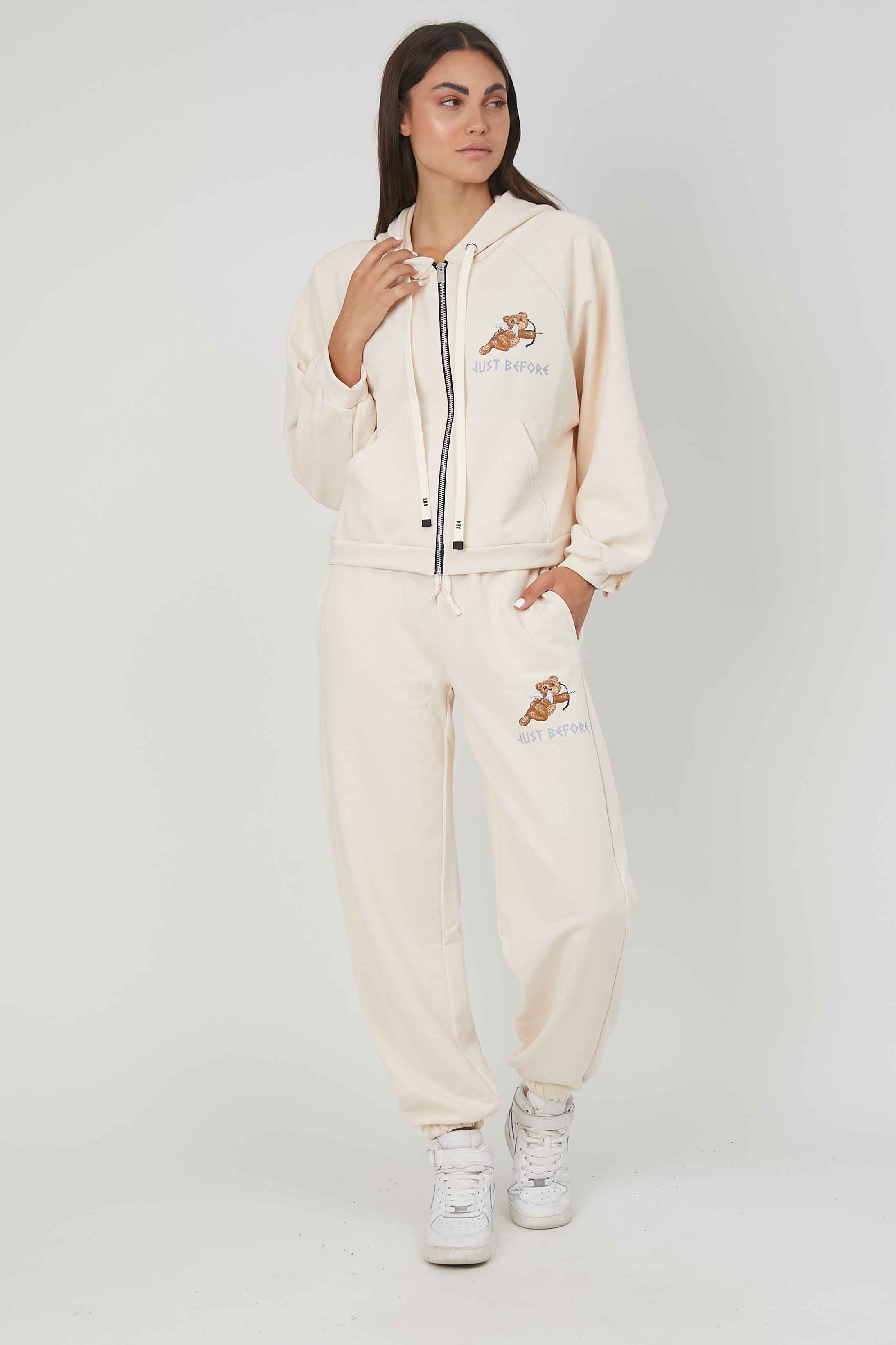 FELPA ZIP ORSETTO CUPIDO CREAM