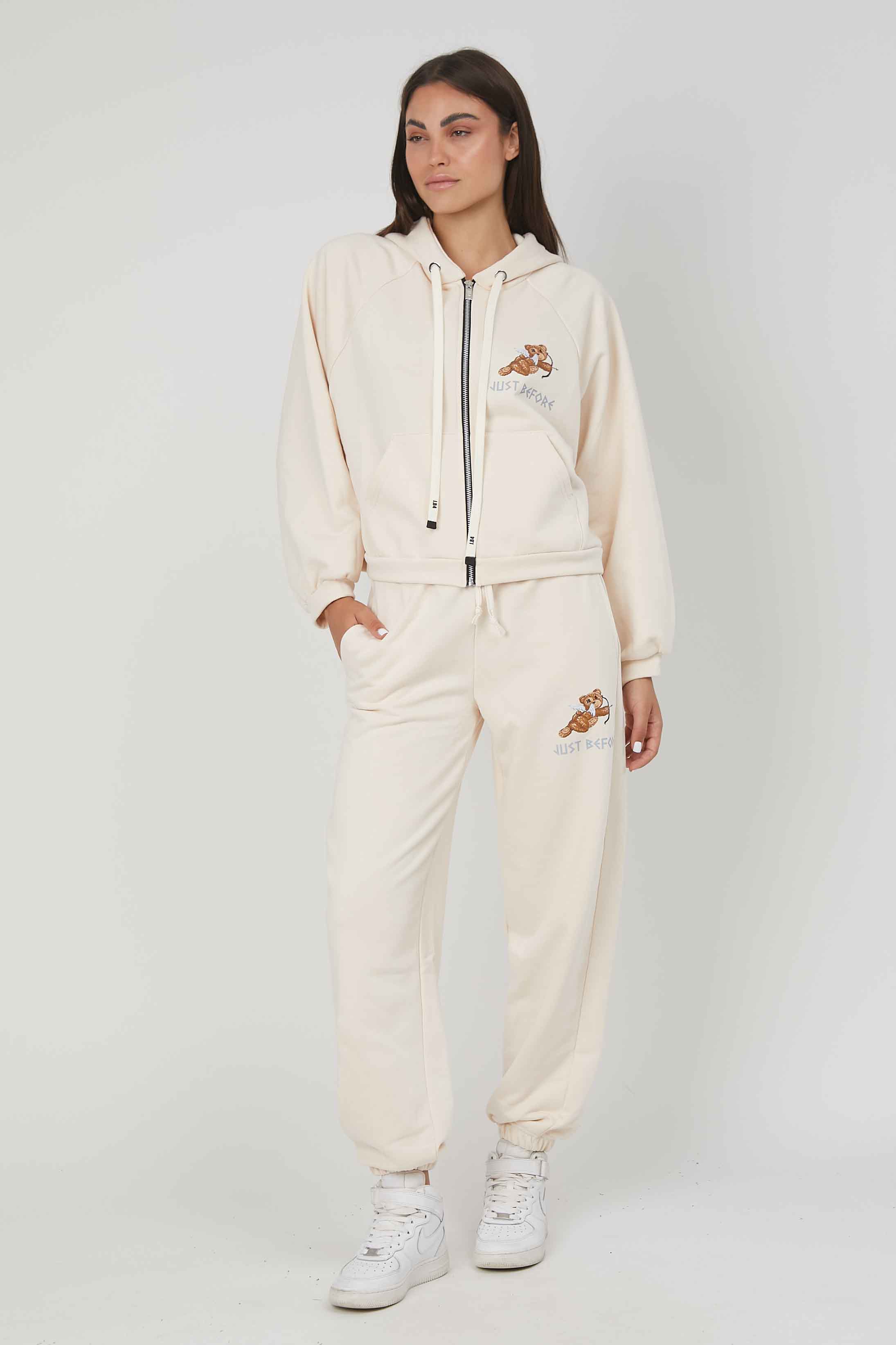 FELPA ZIP ORSETTO CUPIDO CREAM