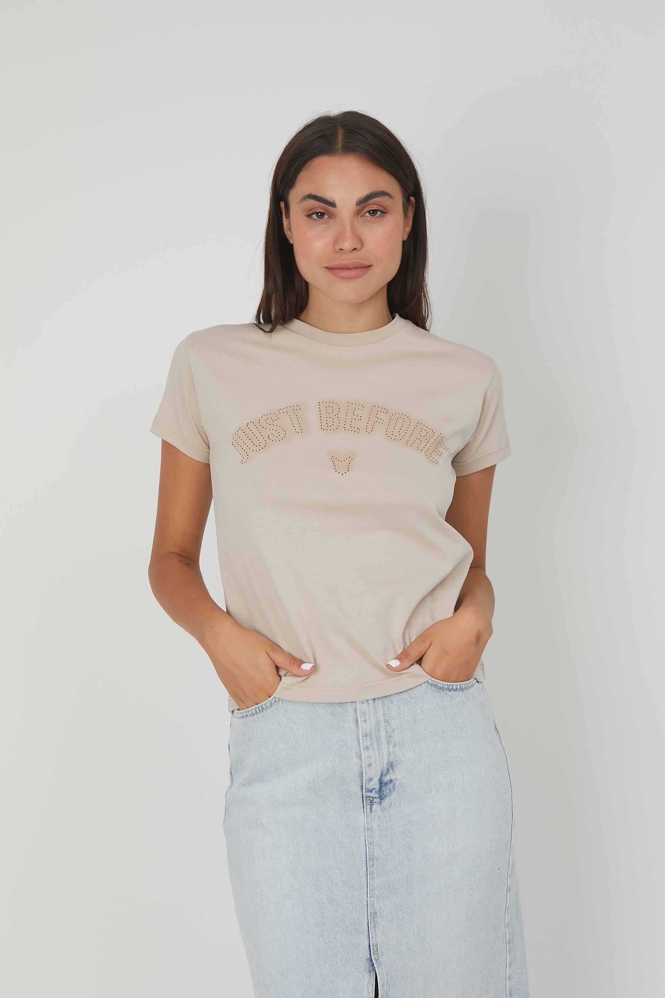 T-SHIRT LOGO LASERATO TRAFORATO SAND