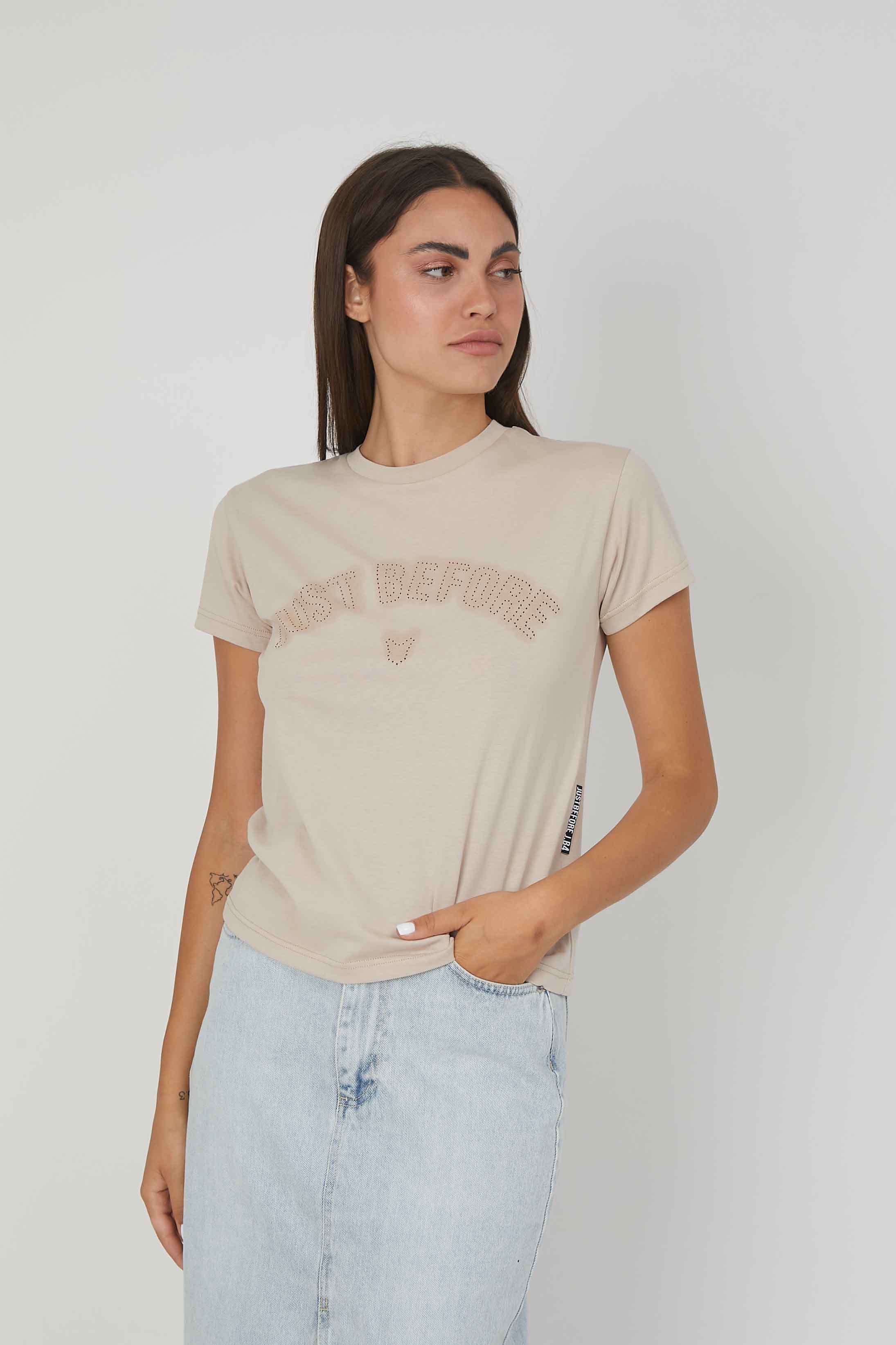 T-SHIRT LOGO LASERATO TRAFORATO SAND