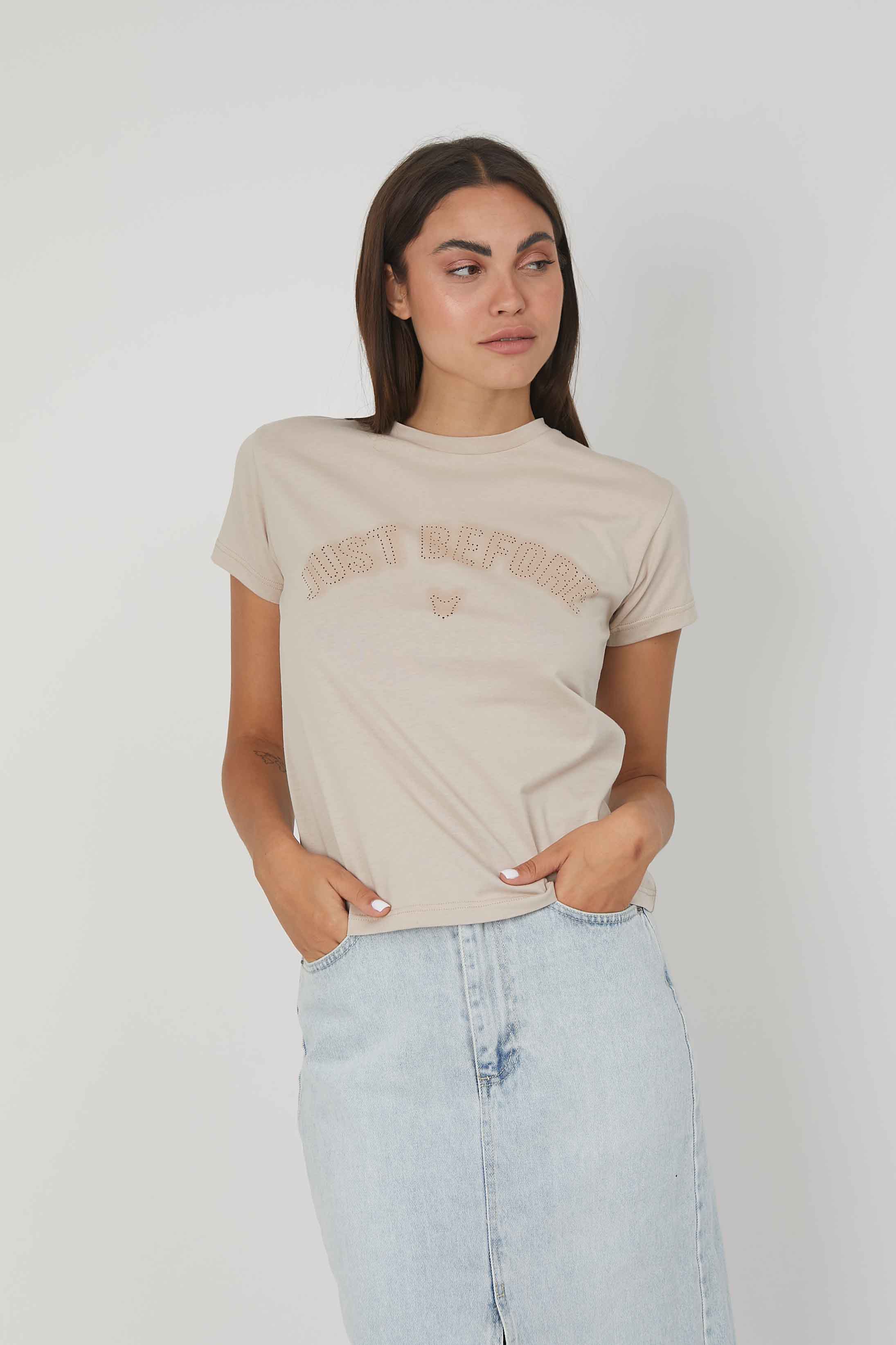 T-SHIRT LOGO LASERATO TRAFORATO SAND