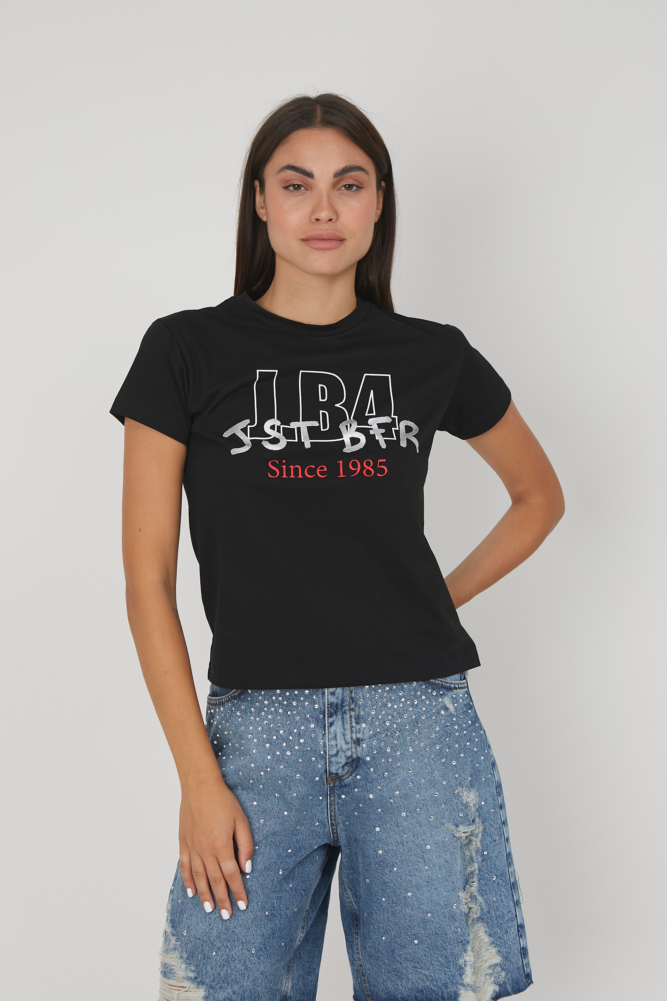 T-SHIRT LOGO METALLIZZATO BLACK