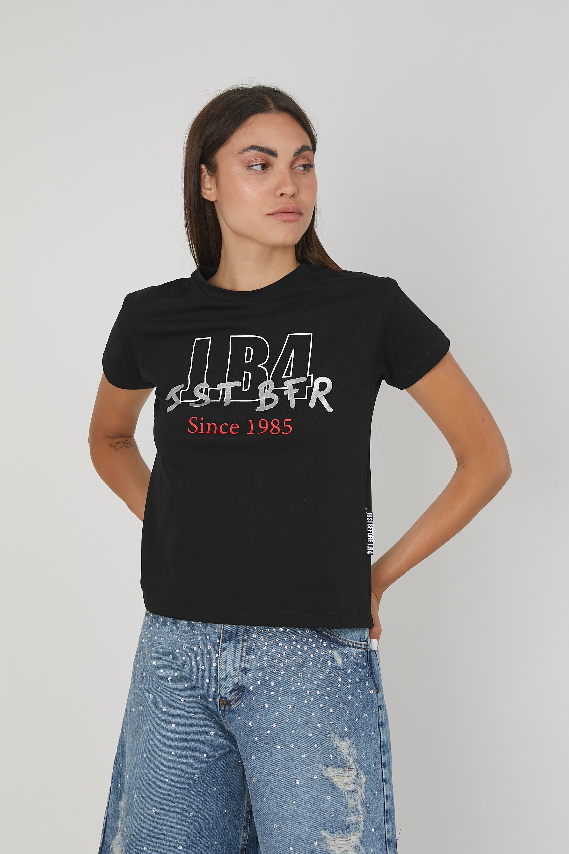 T-SHIRT LOGO METALLIZZATO BLACK