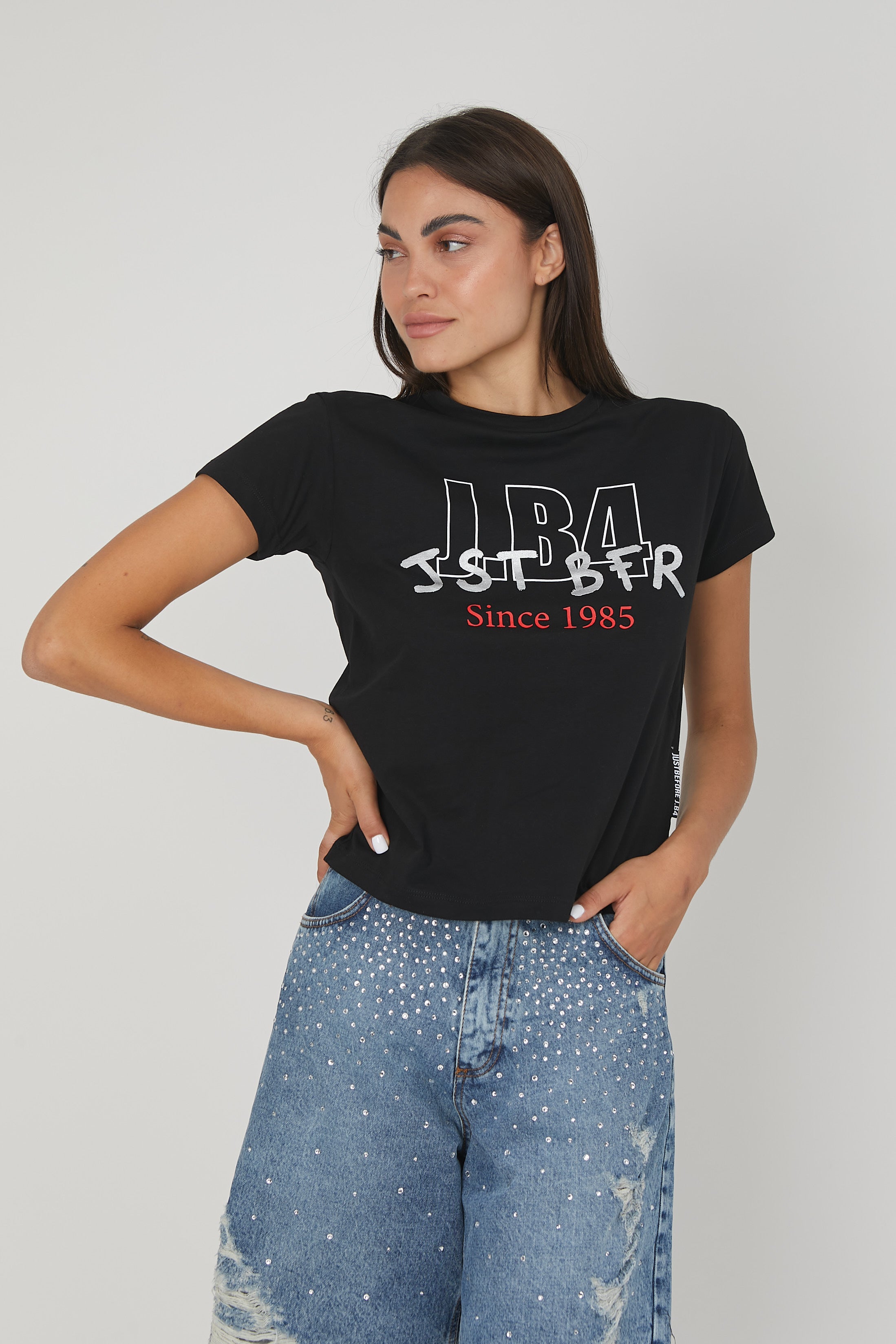 T-SHIRT LOGO METALLIZZATO BLACK