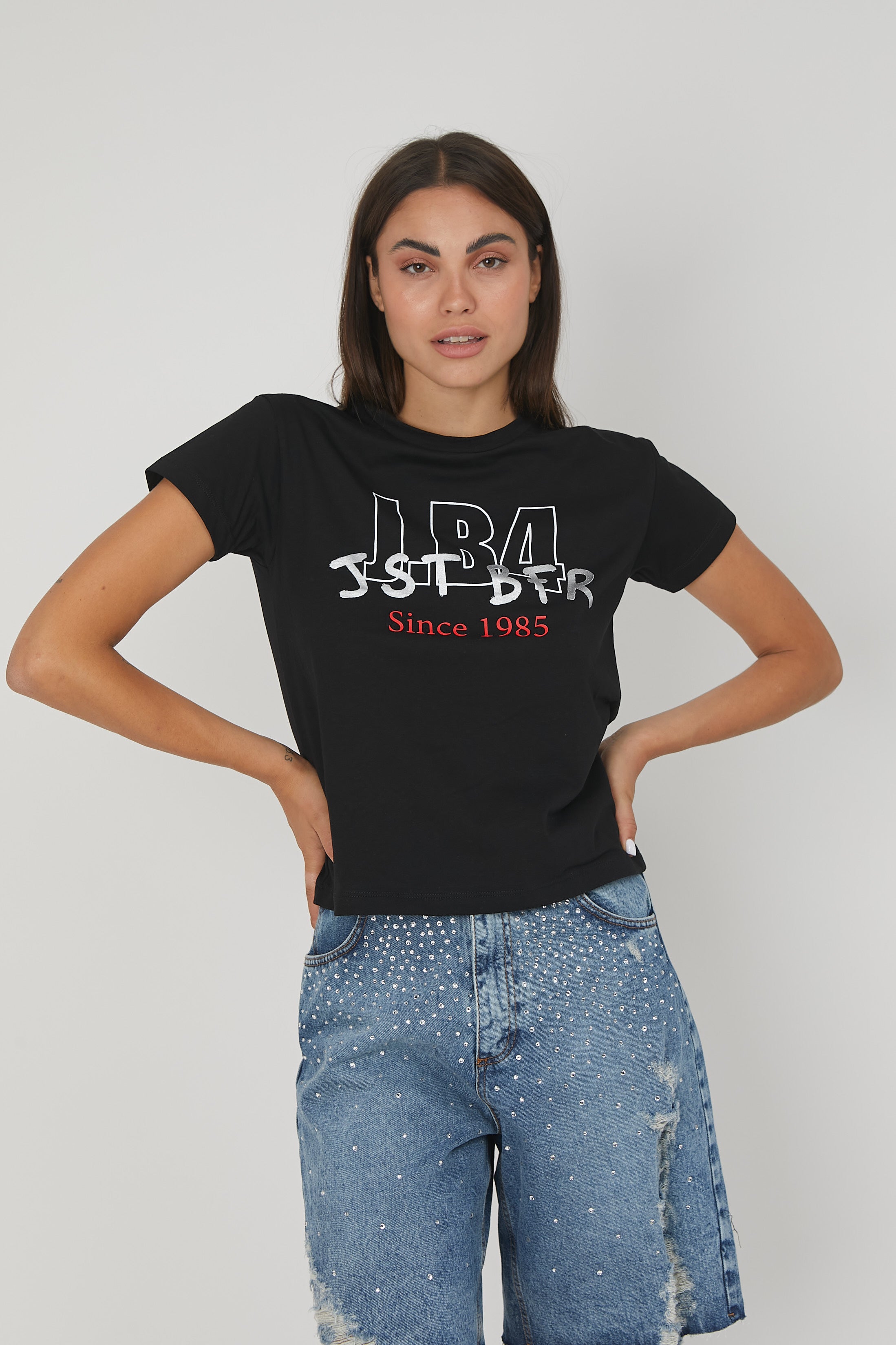 T-SHIRT LOGO METALLIZZATO BLACK